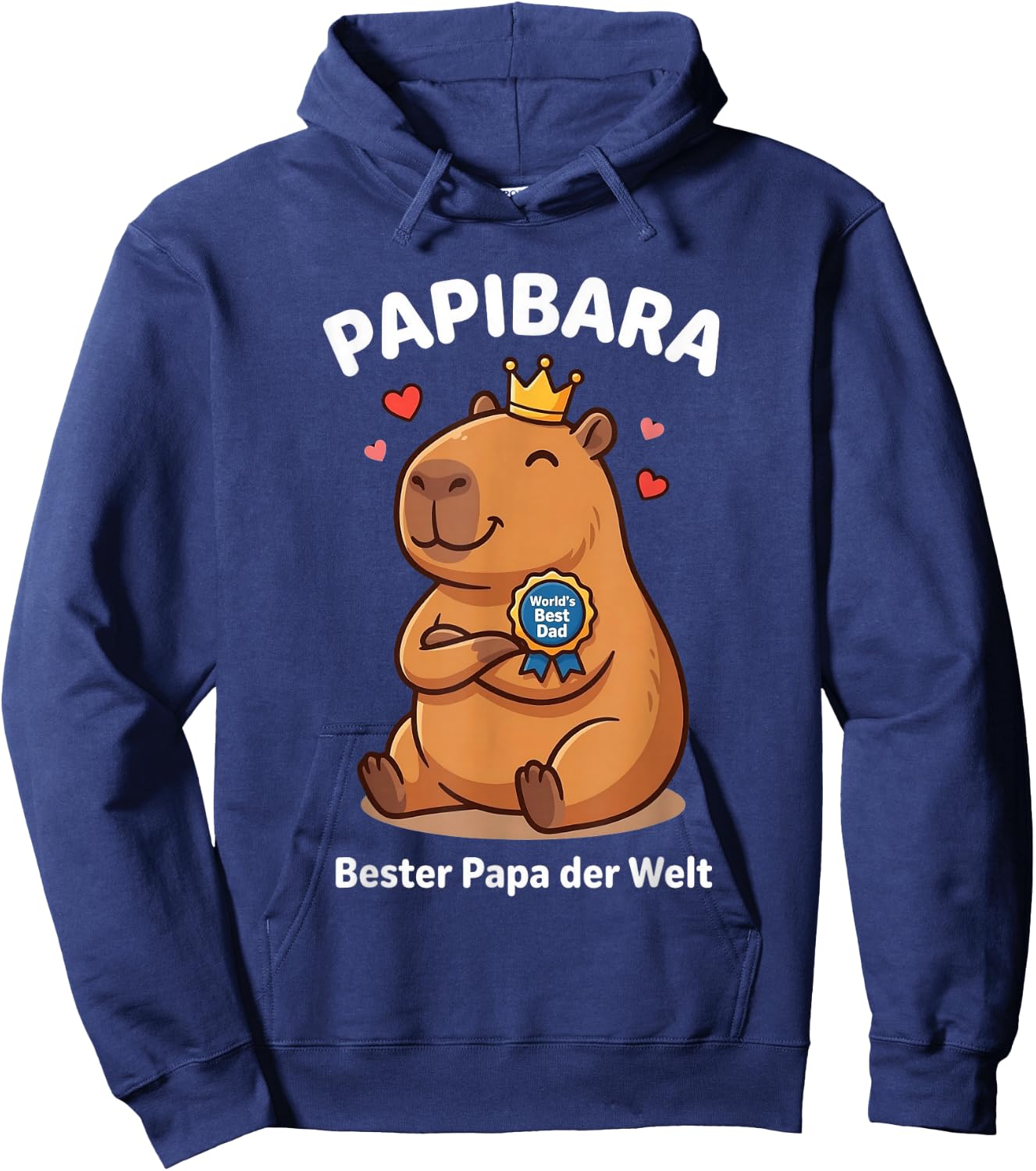 Papibara Capybara Papa Vatertag Lustiger Bester Vater Lustig Hoodie - Hoodie | Navy