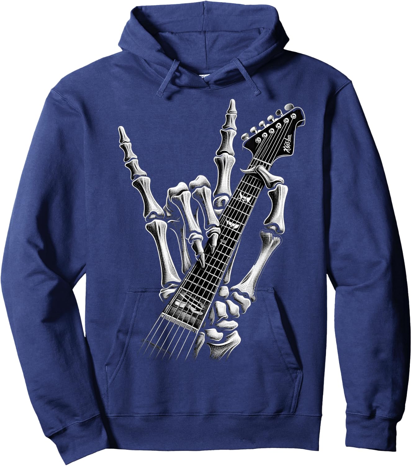Rock On Skeleton Hand Graphic For A Cool Performer , Black, S Hoodie - Hoodie | Navy