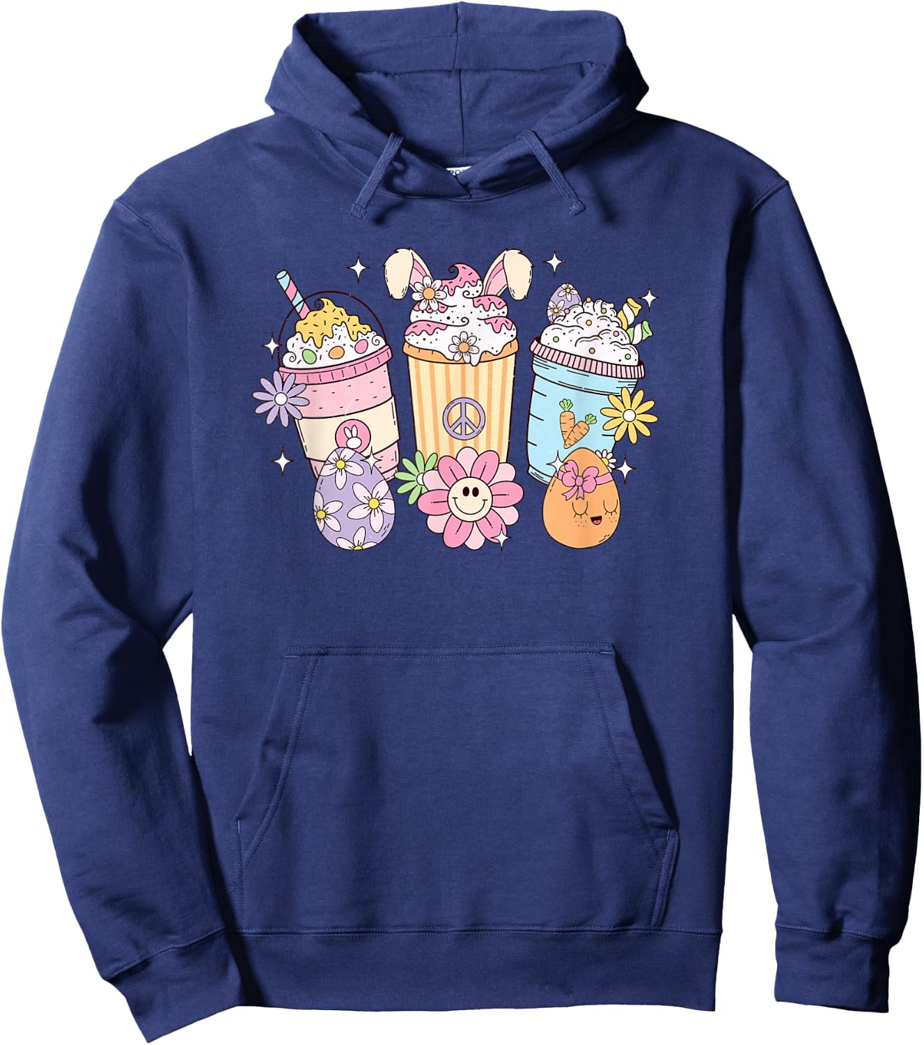 Easter Bunny Milkshake with Eggs Happy Easter Day Hoodie - Hoodie | Navy