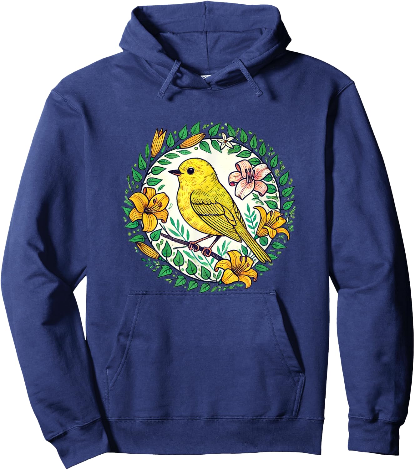 Yellow Finch Art beautiful birds finches illustration Hoodie - Hoodie | Navy