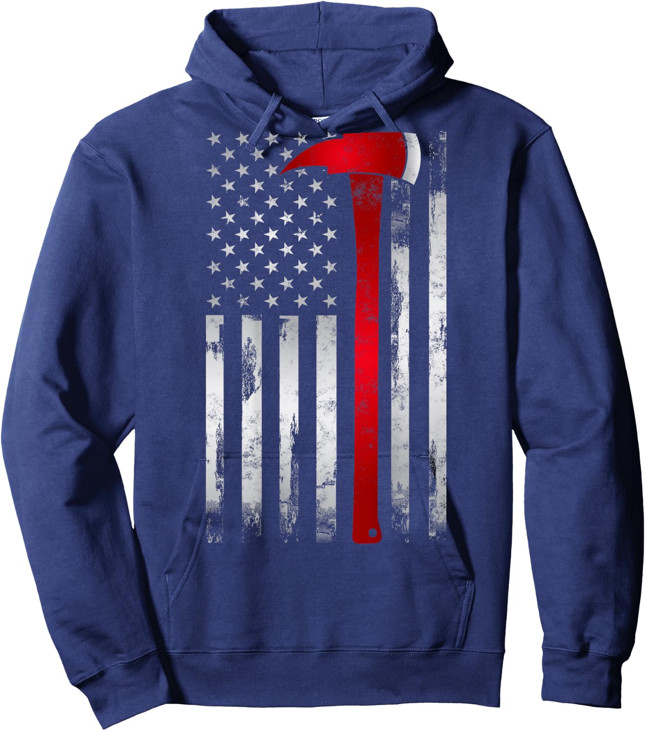 Fireman Thin Red Line American Flag Axe Gift Firefighter Hoodie - Hoodie | Navy
