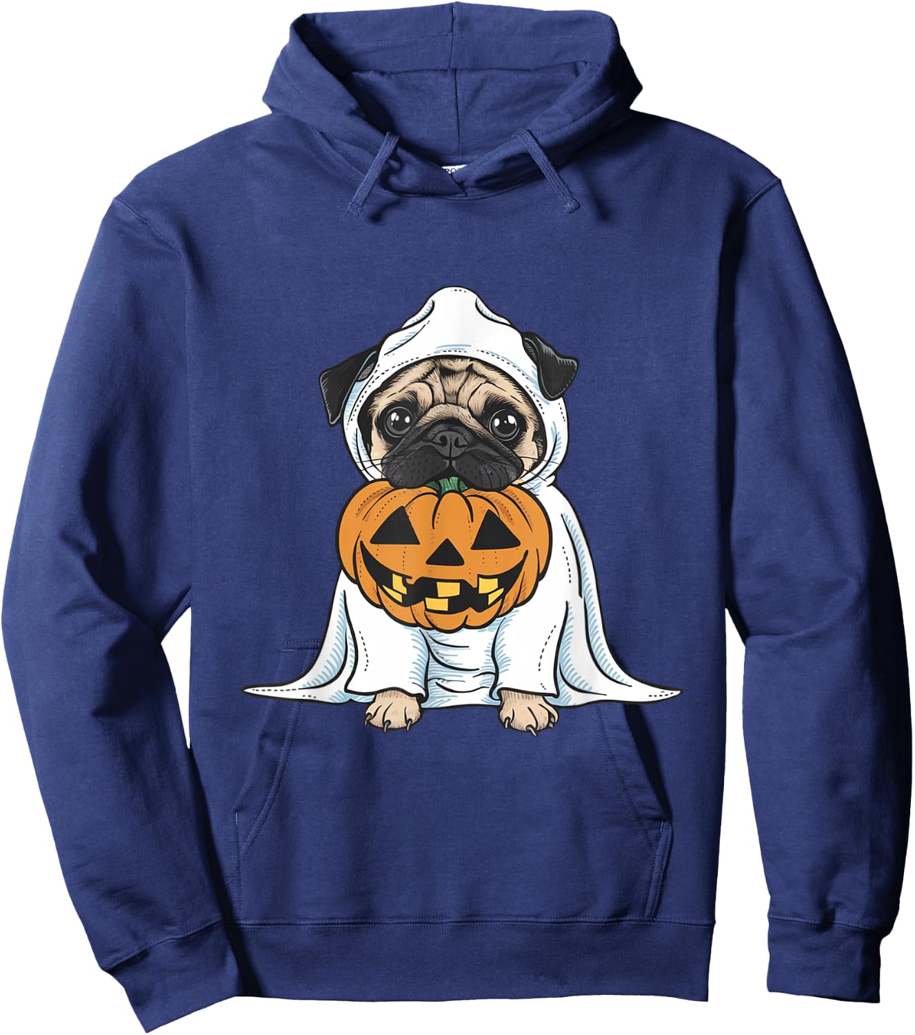 Pug Ghost Dog Halloween Women Kids Hoodie - Hoodie | Navy