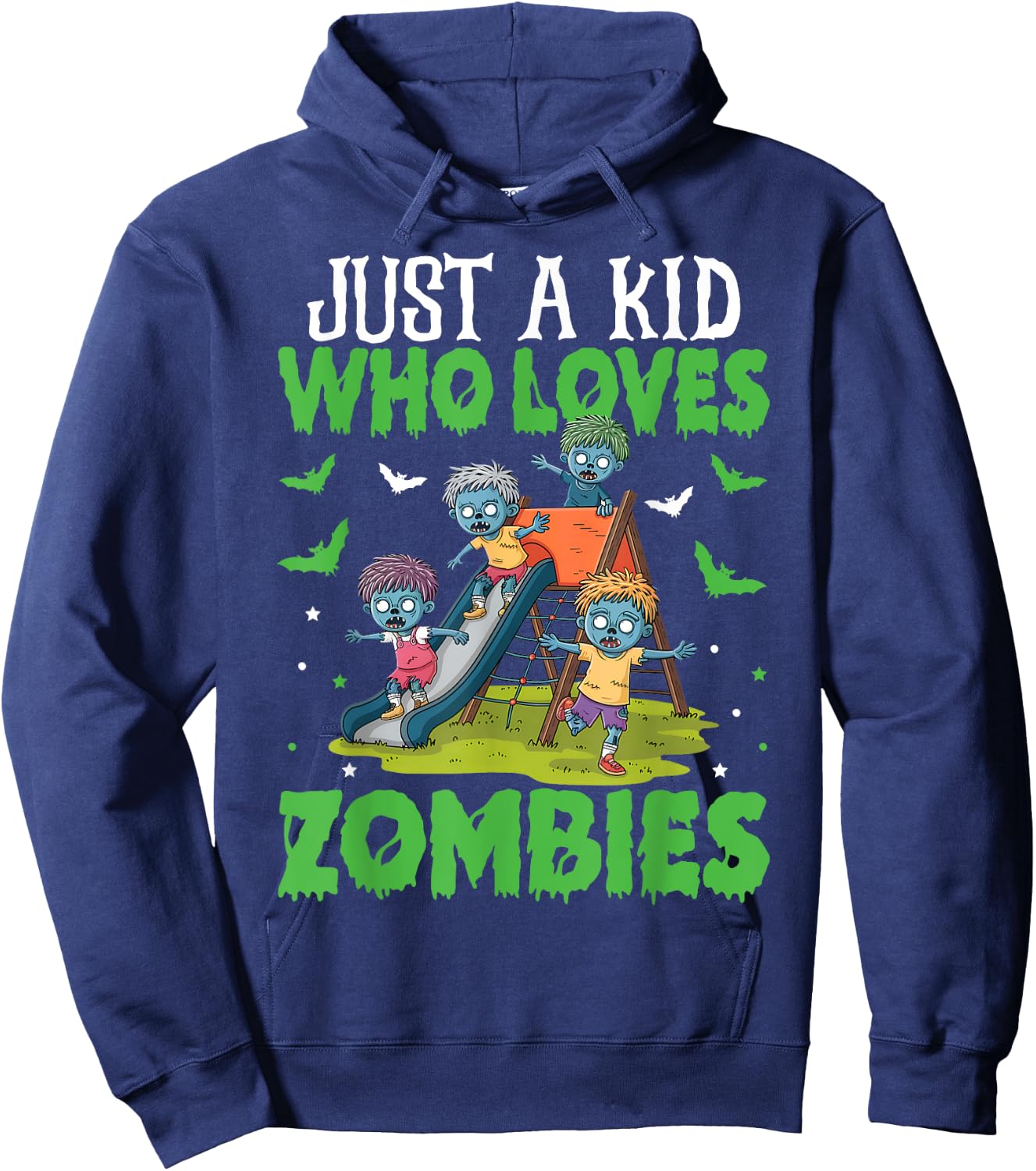 Halloween Zombie Enthusiast Just A Kid Who Loves Zombies Hoodie - Hoodie | Navy