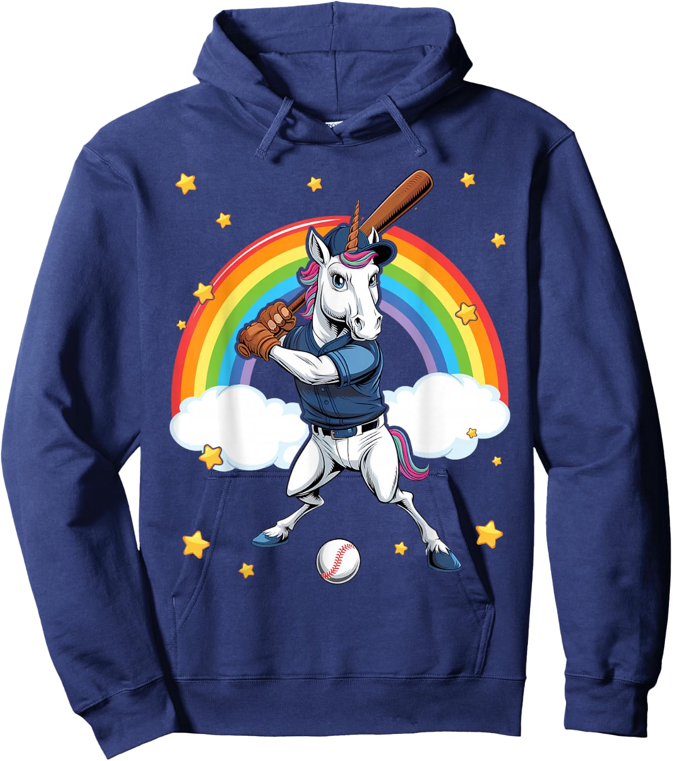 Unicorn Baseball Unicorn Playing Baseball Unicorn Hoodie - Hoodie | Navy