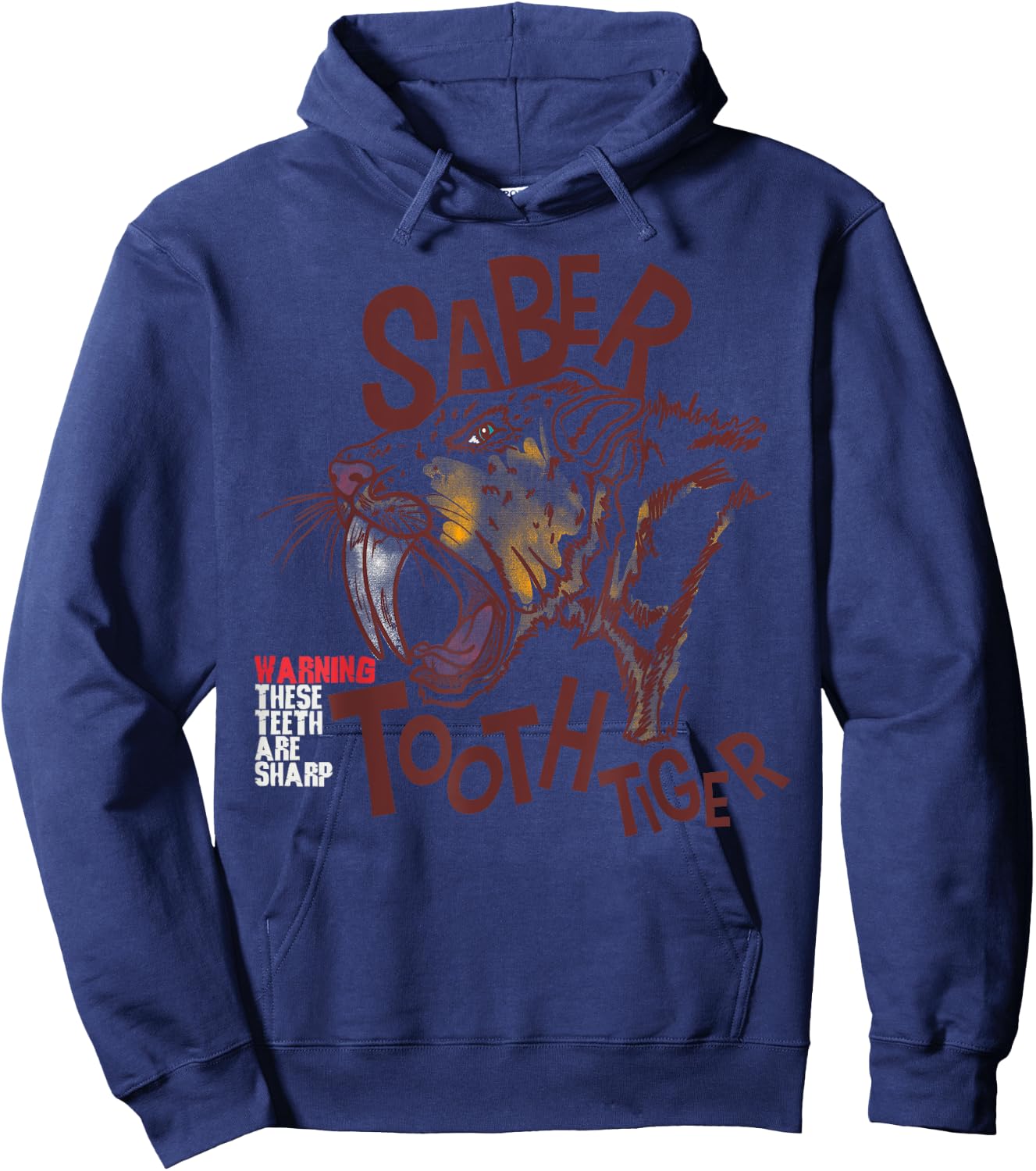 Saber-toothed tiger extinct predatory cat funny saying child Women Girls Kids Hoodie - Hoodie | Navy