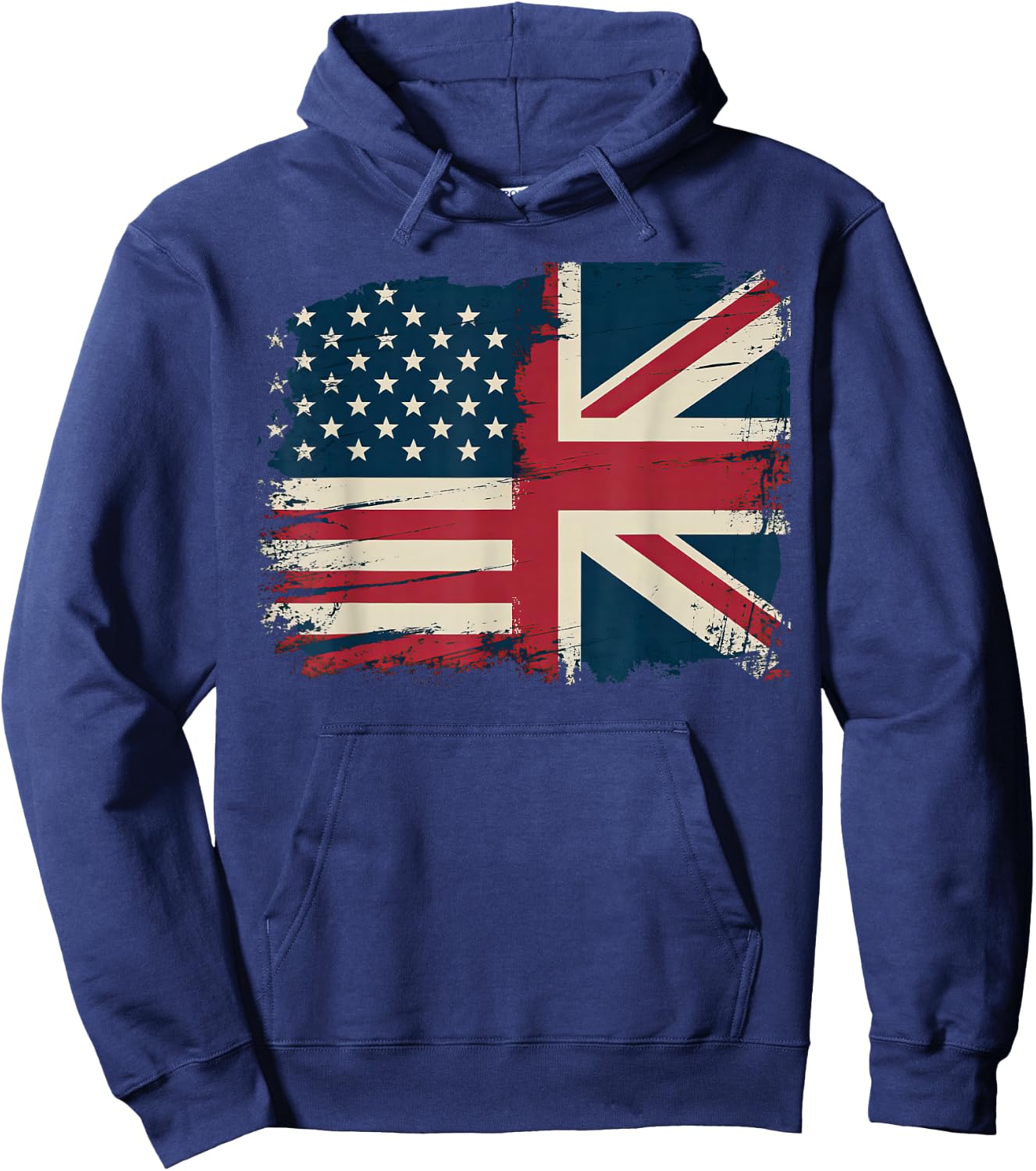 Vintage Half American Half British Flag Great Britain Usa Hoodie - Hoodie | Navy