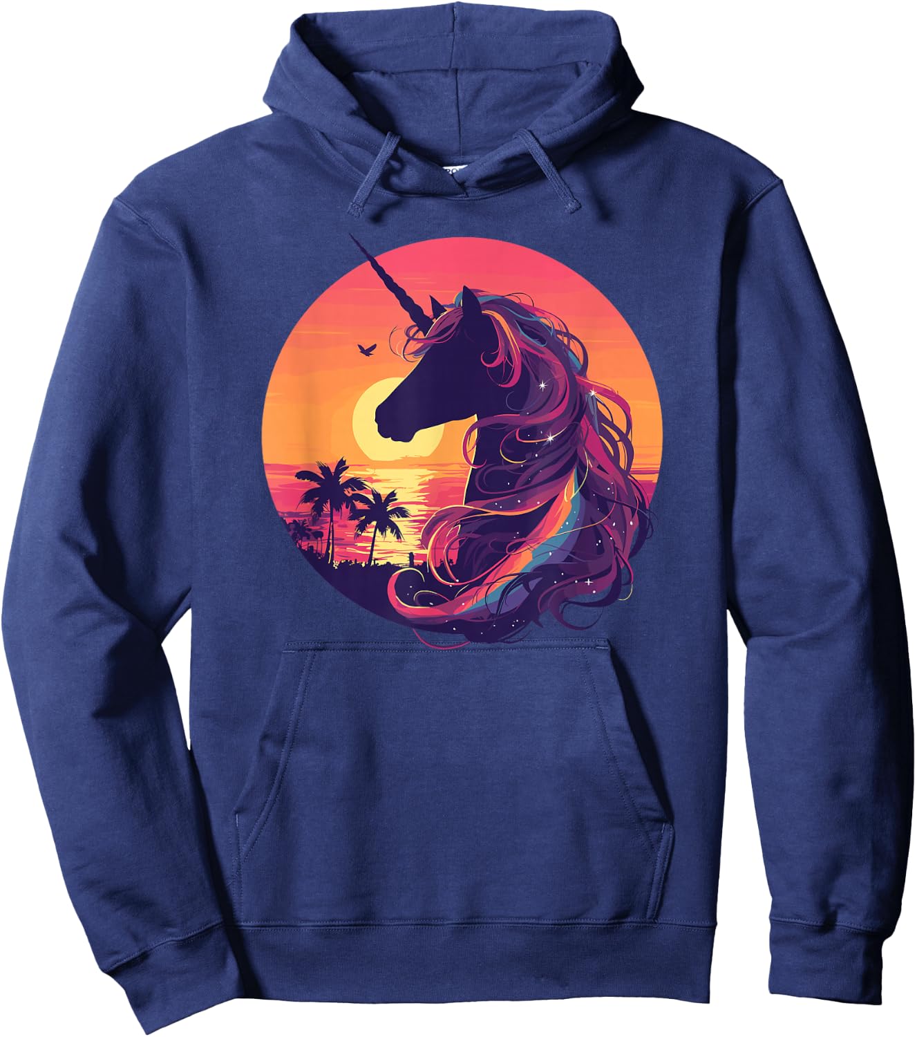 Majestic Sunset Unicorn Art Mystical Creature Fantasy Hoodie - Hoodie | Navy