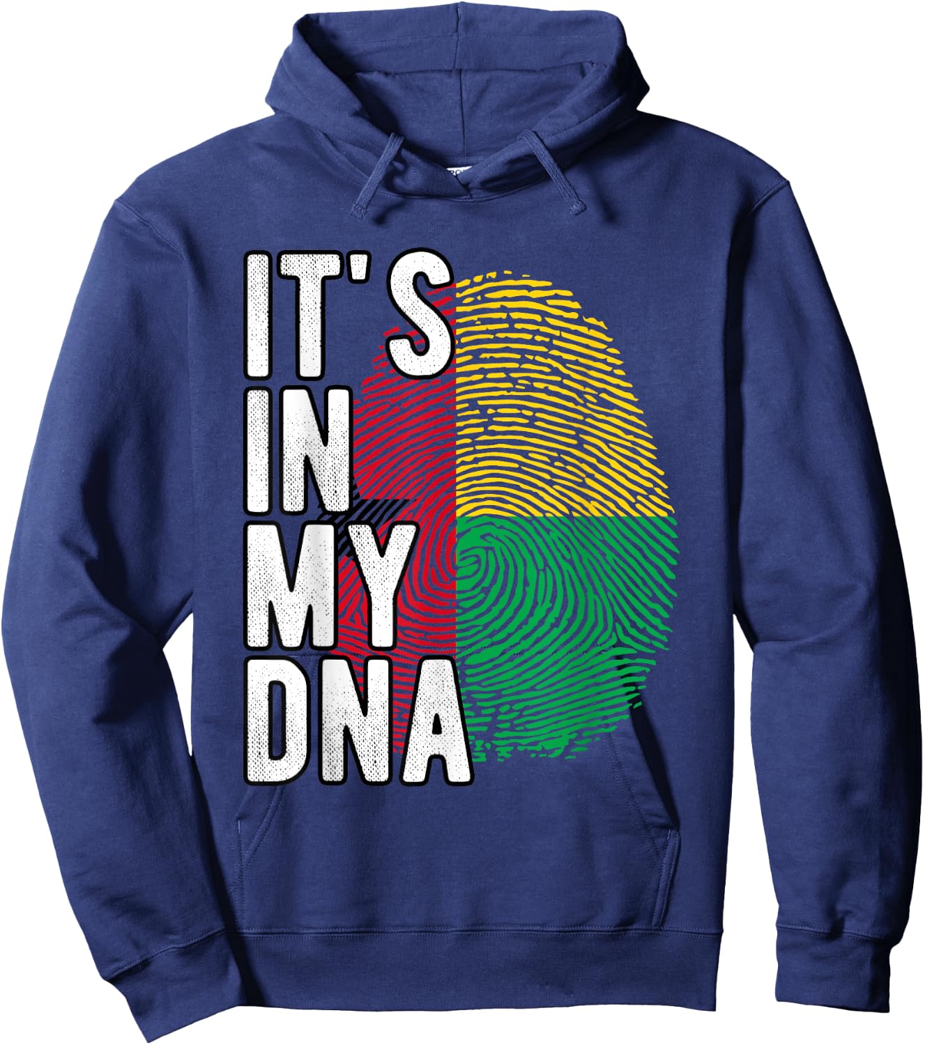 Funny it's in my DNA Guinea Bissau flag Fingerprint Hoodie - Hoodie | Navy
