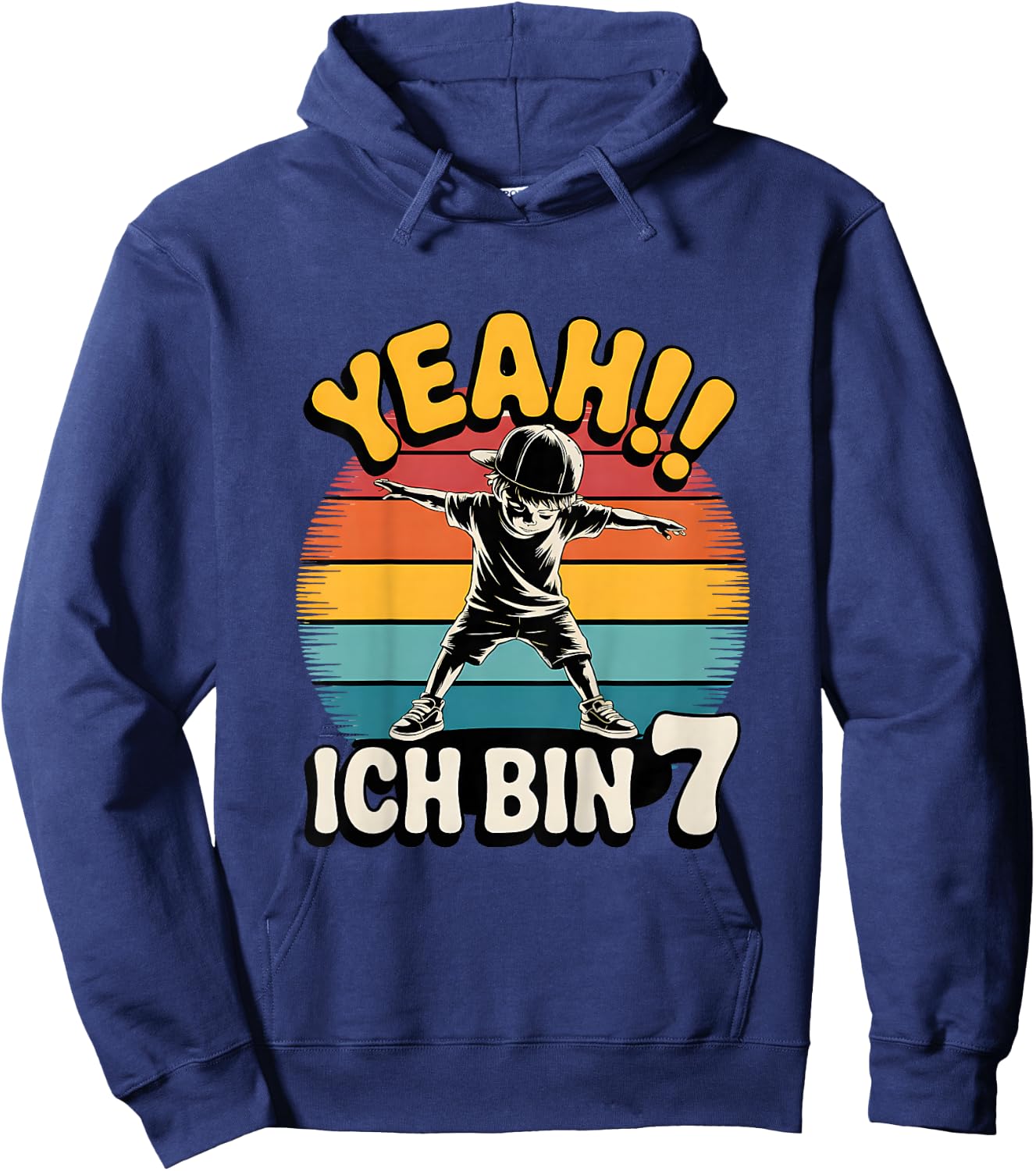 Kinder Yeah Ich Bin 7 Skater Geburtstag 7. Geburtstag Junge Retro Hoodie - Hoodie | Navy