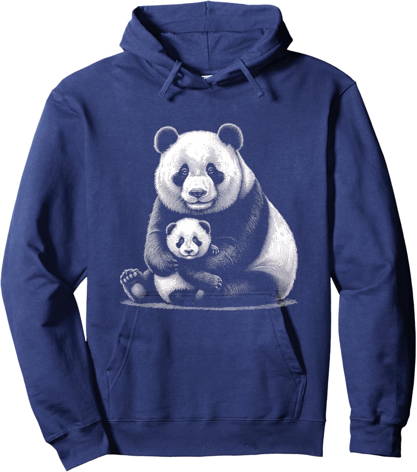 Panda Mother and Baby Graphic Design Hoodie - Hoodie | Navy