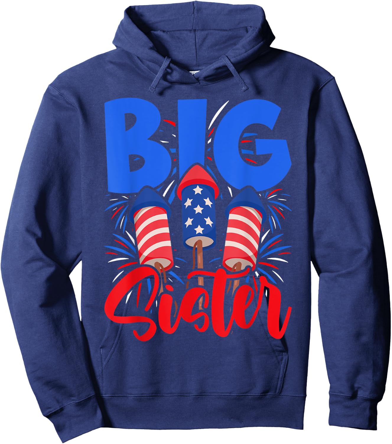 This Little Is Going to Be Big Sister, 4th July Big Sister Hoodie - Hoodie | Navy
