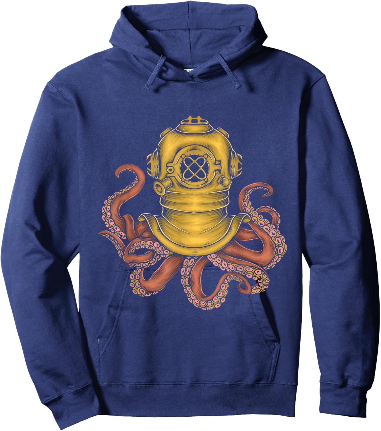 Vintage Octopus Helmet Diver - Scuba Diving Sea Animal Lover Hoodie - Hoodie | Navy