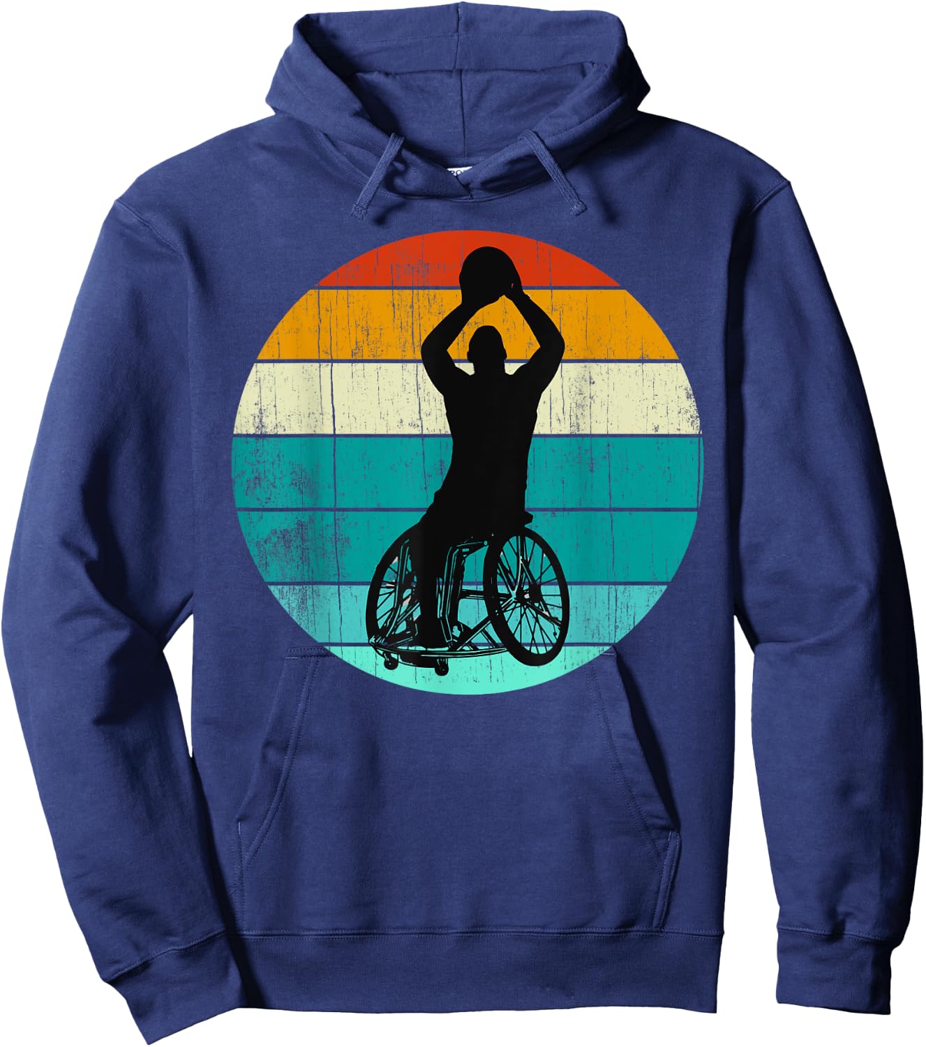 Rollstuhl Basketball Athlete: Retro Rollstuhl Basketball Hoodie - Hoodie | Navy