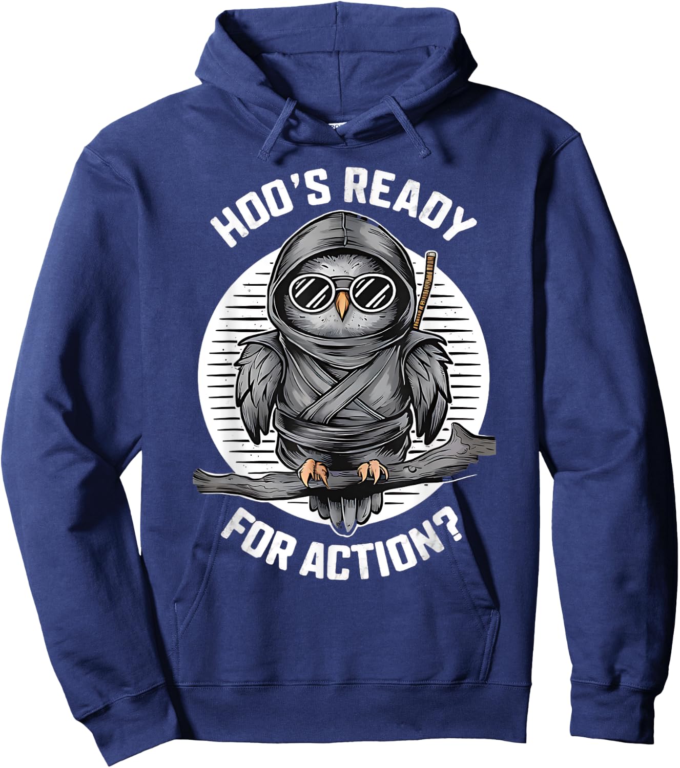 Funny Ninja Owl Birds Lover Night Actions Design Hoodie - Hoodie | Navy