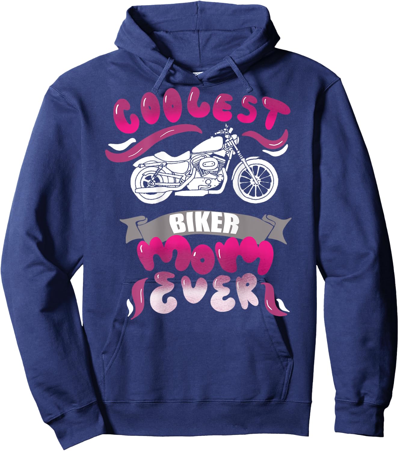 (Print on Back) Coolest Biker Mom Ever Motorcycle Gear Hoodie - Hoodie | Navy