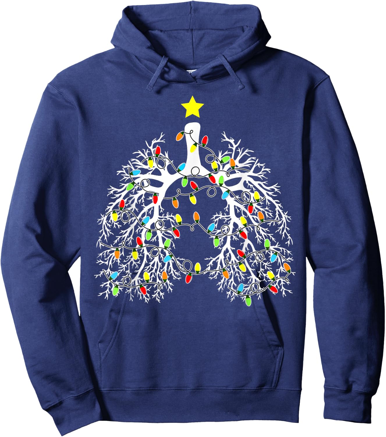 Respiratory Therapist Lung Christmas Lights RT Pulmonologist Hoodie - Hoodie | Navy
