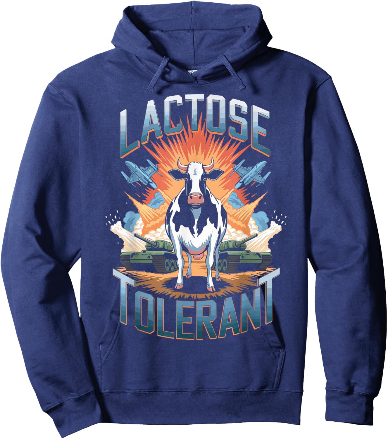 Lactose Tolerant Cool Cow Milk Dairy Humor Funny Hoodie - Hoodie | Navy
