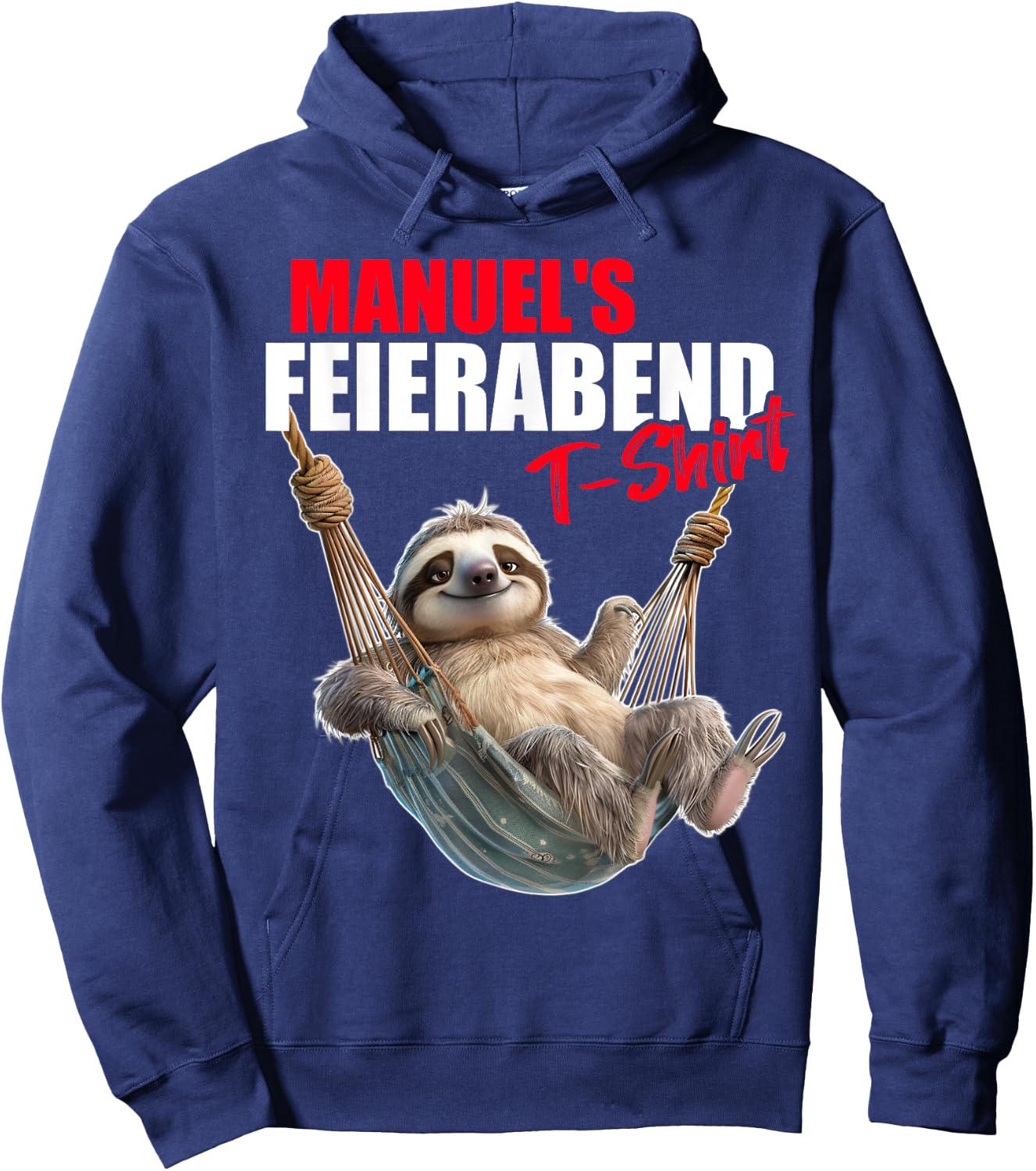 MANUEL with German Text "Retirement Eve Sloth First Name", black Hoodie - Hoodie | Navy