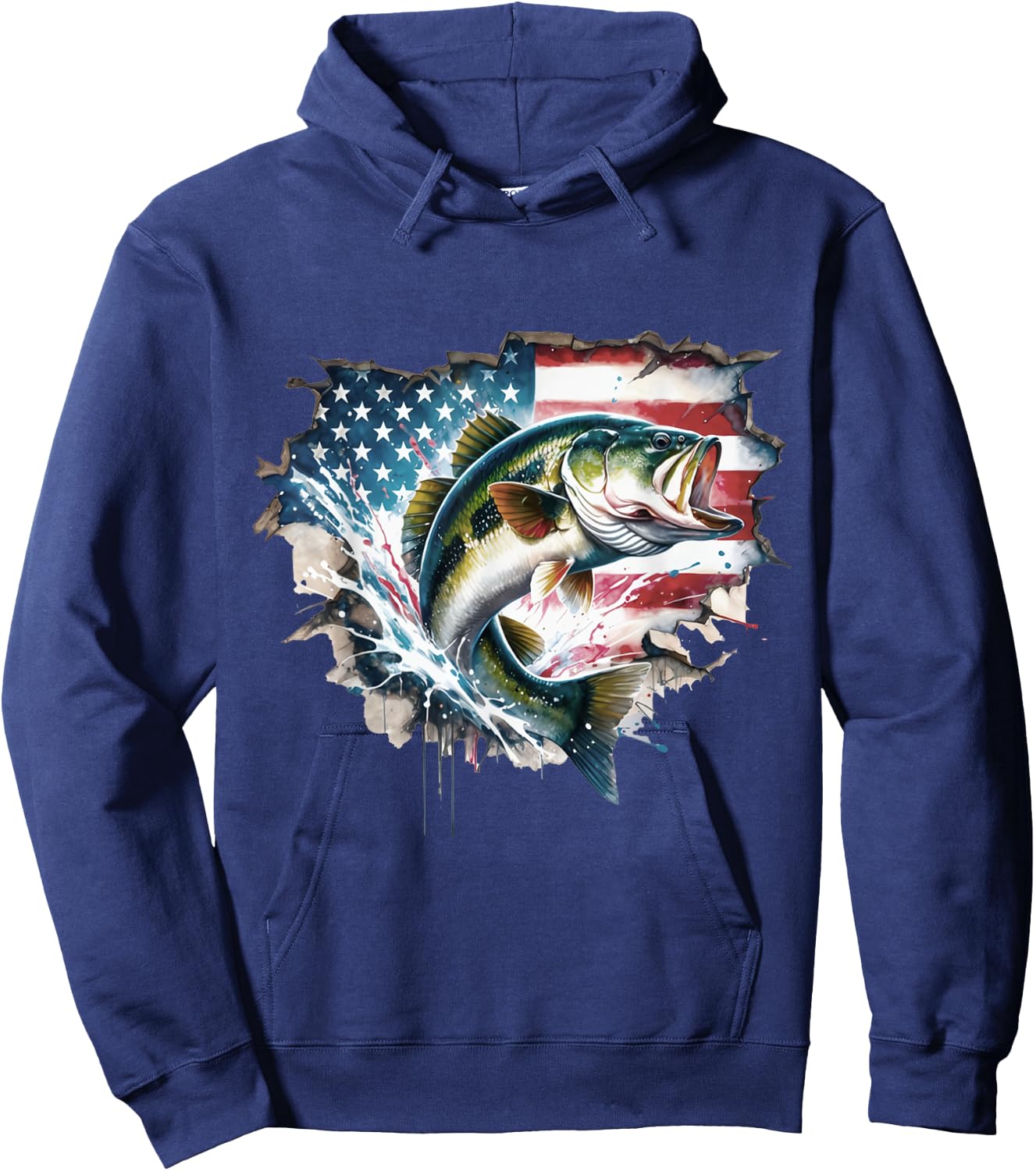 Bass Fishing USA Flag Fishing American Flag USA Flag Bass Hoodie - Hoodie | Navy