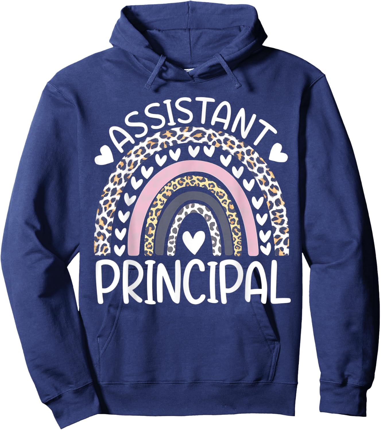 Assistant Principal Back To School First Day Rainbow Leopard Hoodie - Hoodie | Navy