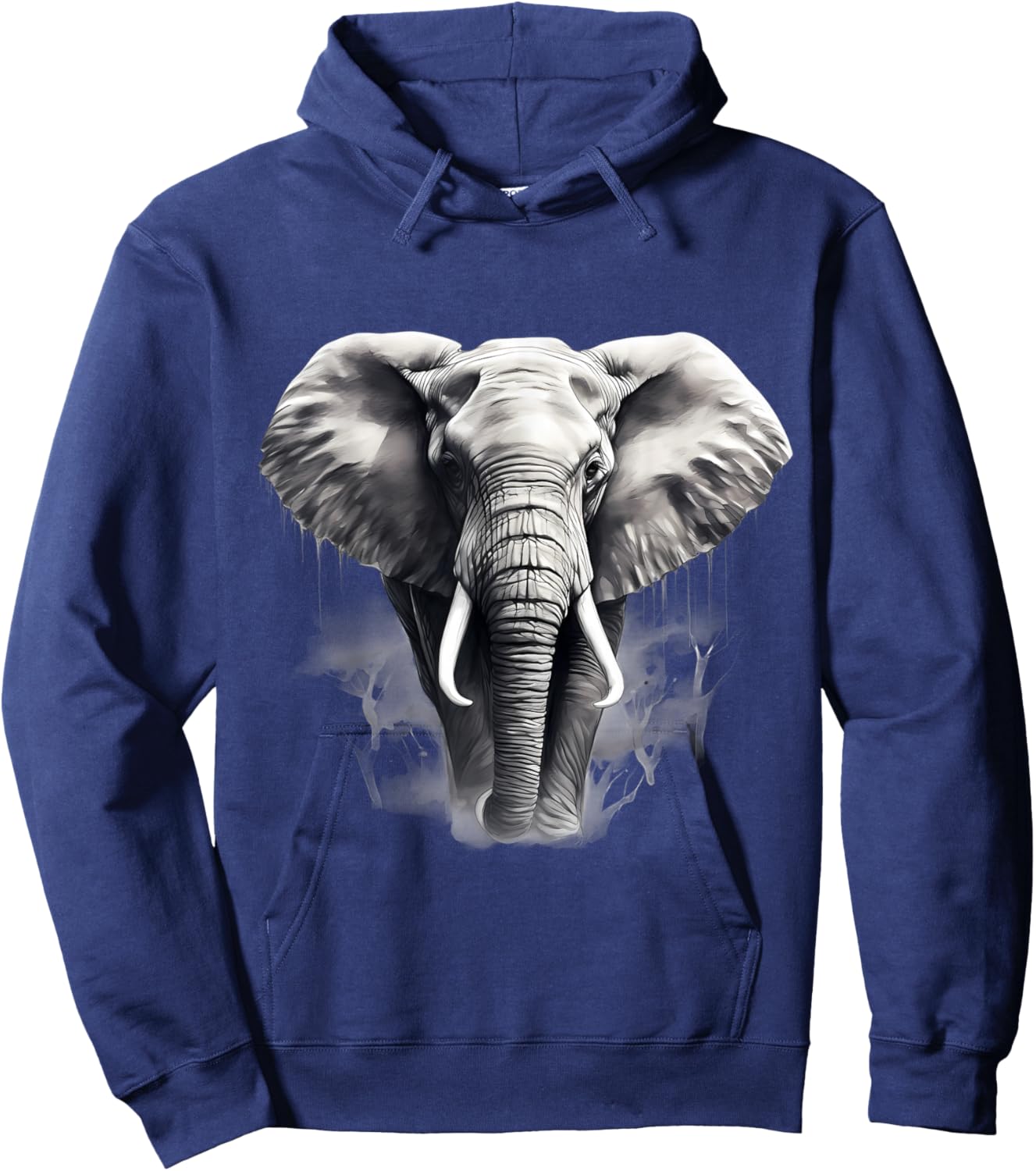 Elephant Drawing Artwork Animal Print Safari , black Hoodie - Hoodie | Navy