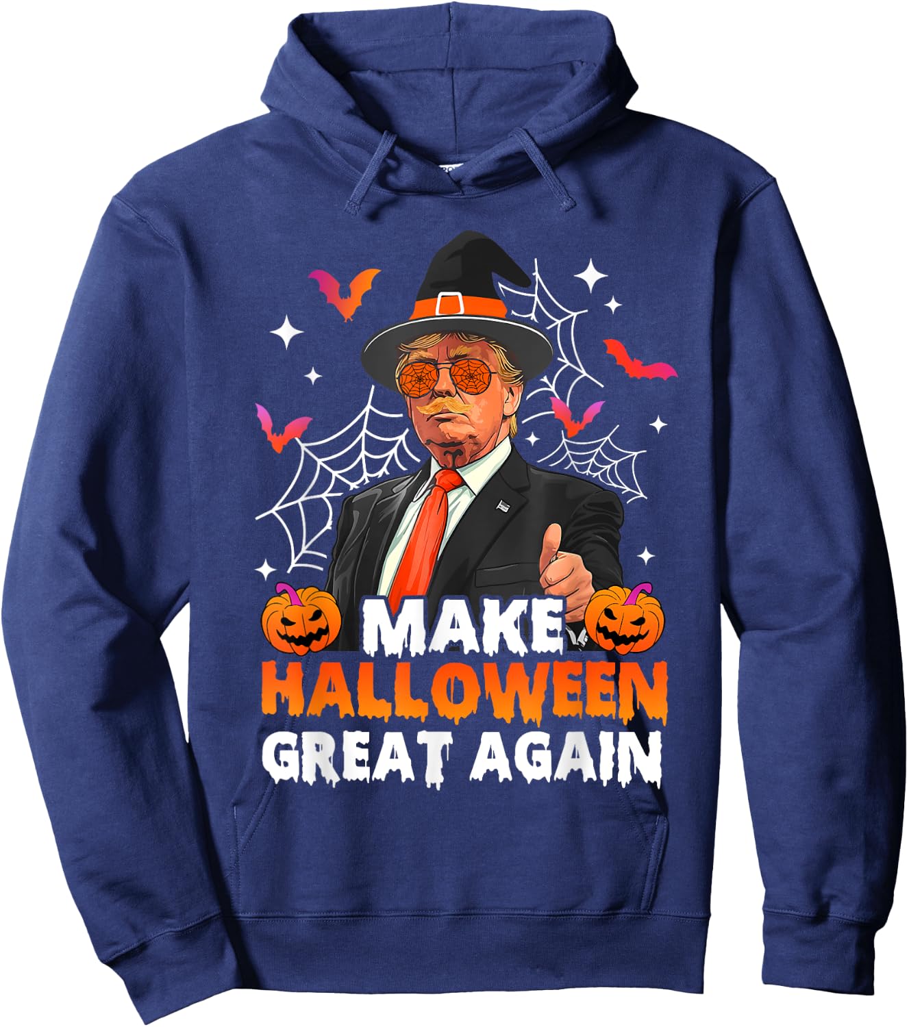 Make Halloween Great Again Funny Trump Spooky Season Witch Hoodie - Hoodie | Navy