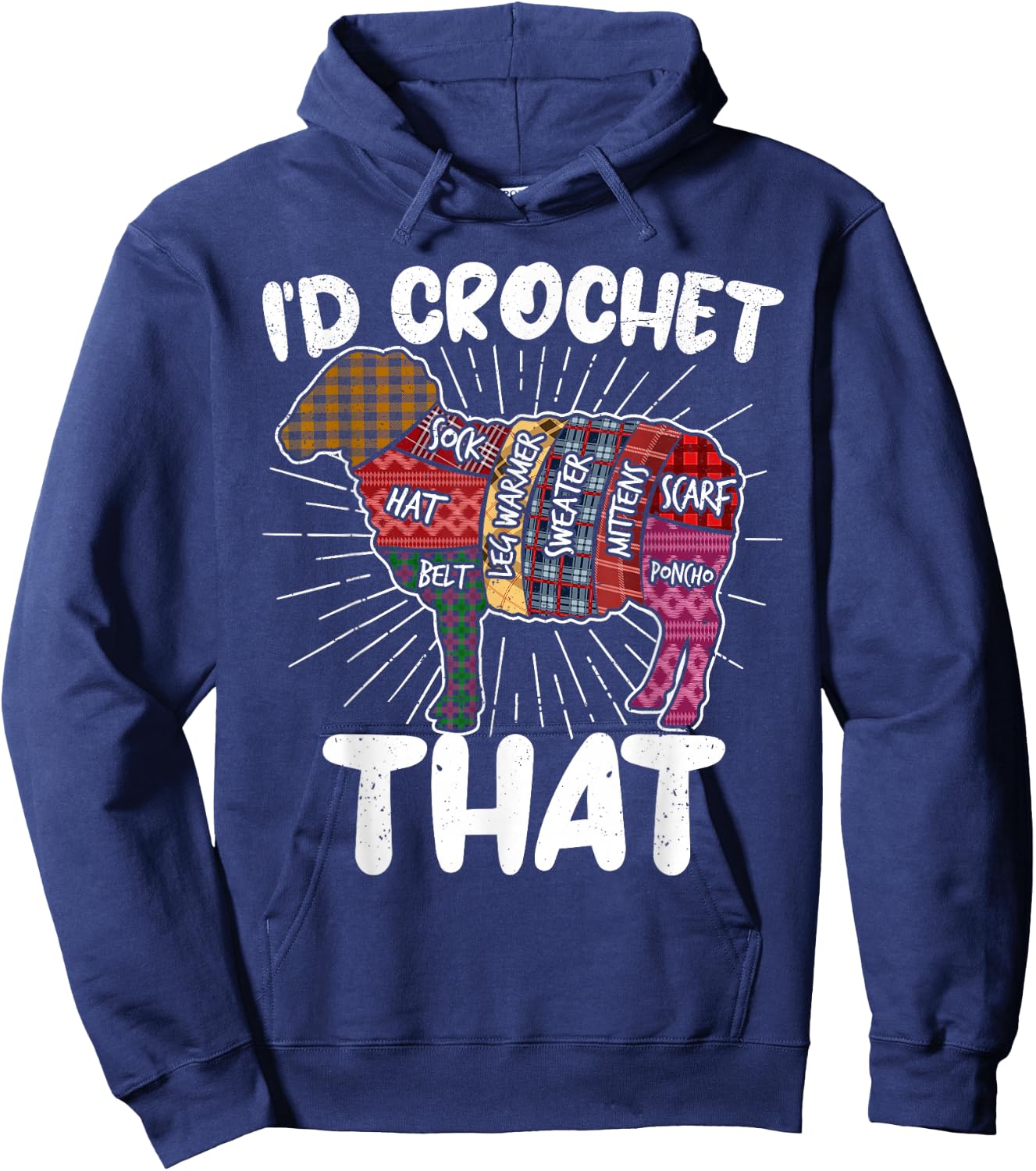 I'd Crochet that Funny Crochet Sheep Yarn Crocheters Women Hoodie - Hoodie | Navy