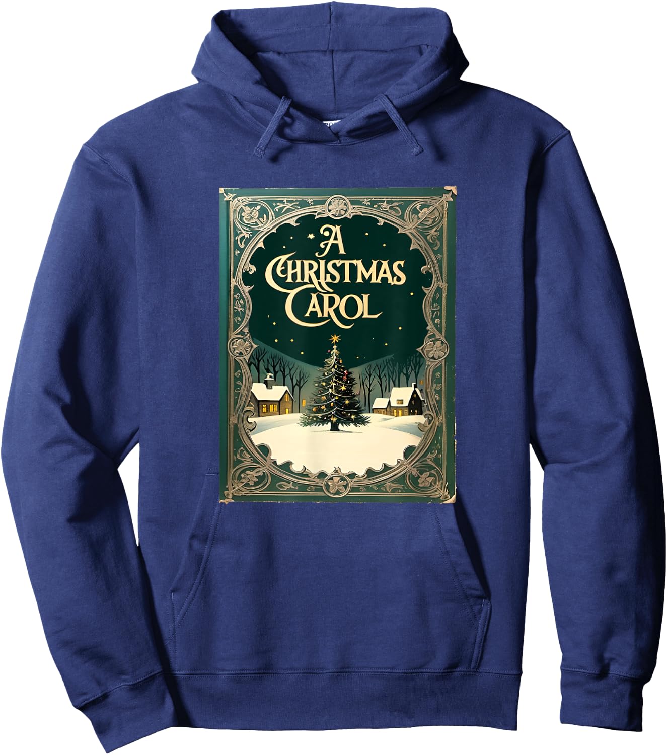 Famous X-Mas : A Christmas Carol by Charles Dickens - Adult Black Short Sleeve Classic - Holiday, Christmas, Storytelling, Readers, Families Hoodie - Hoodie | Navy