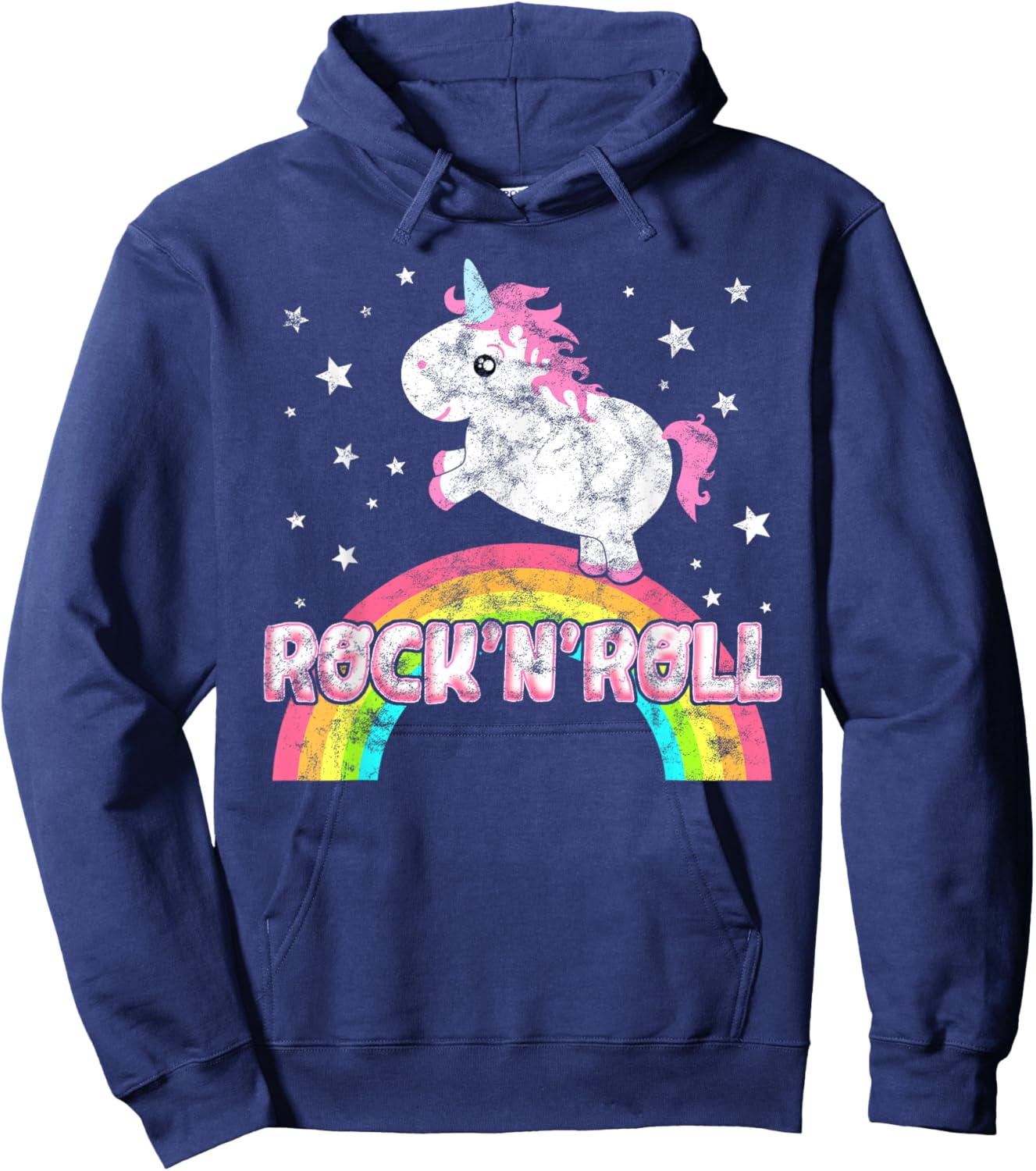 Funny Ironic Cool Unicorn Rock'n'Roll Music Festival Hoodie - Hoodie | Navy