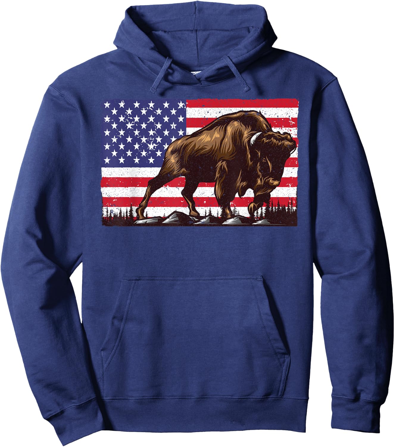 Cute Bison Design Women Kids Buffalo Bison Lovers Hoodie - Hoodie | Navy
