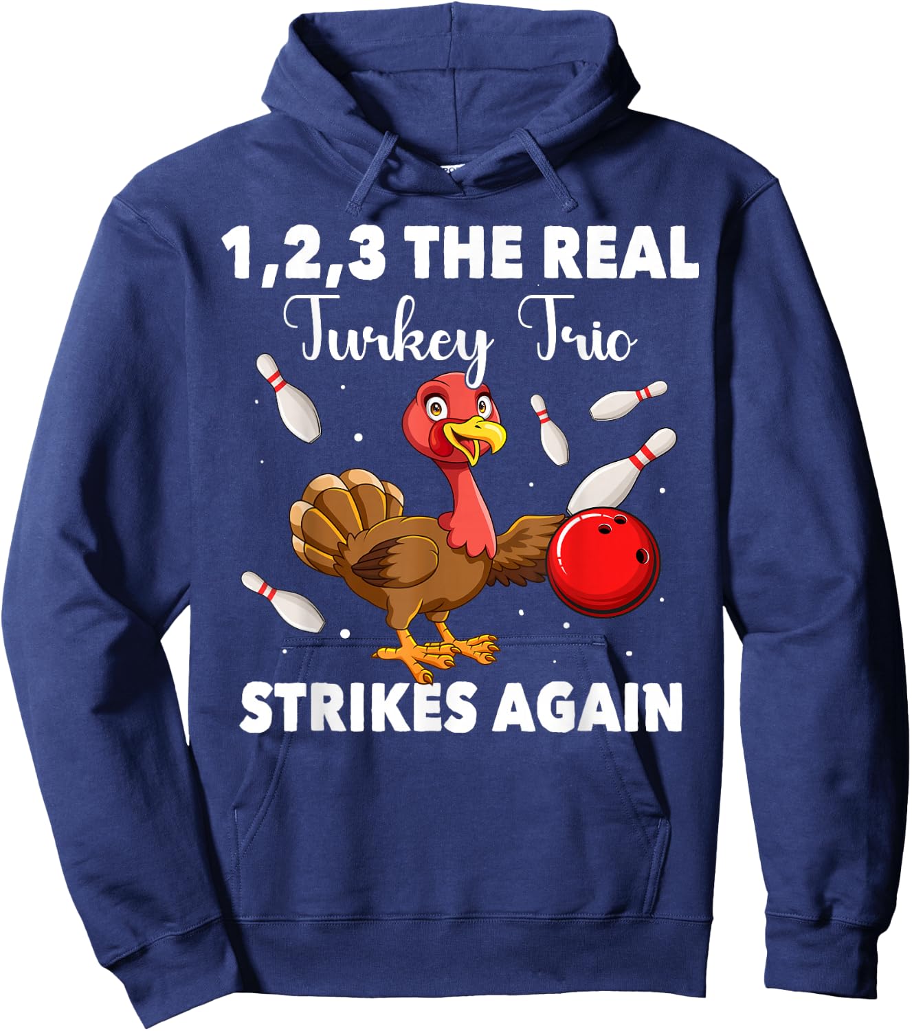 Thanksgiving Bowling Player Bowler Turkey Bowling Hoodie - Hoodie | Navy