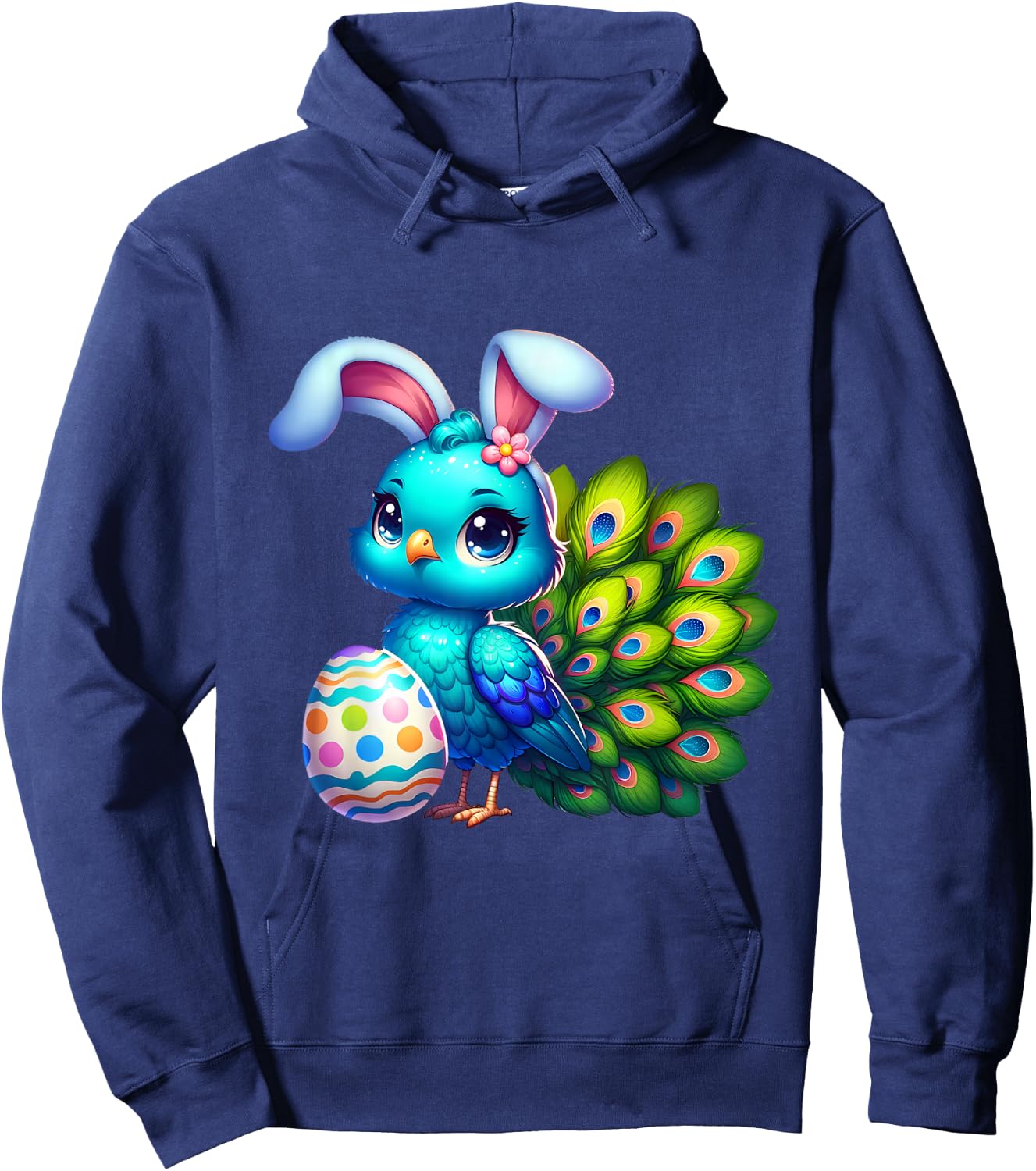 Funny Easter Peacock Lover Egg Eggs Bunny Rabbit Men Women Hoodie - Hoodie | Navy