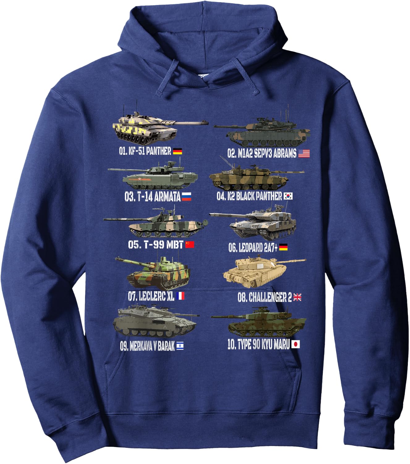 Top 10 Best Main Battle Tanks Abrams M1A2 SEPV3 Merkava V Hoodie - Hoodie | Navy