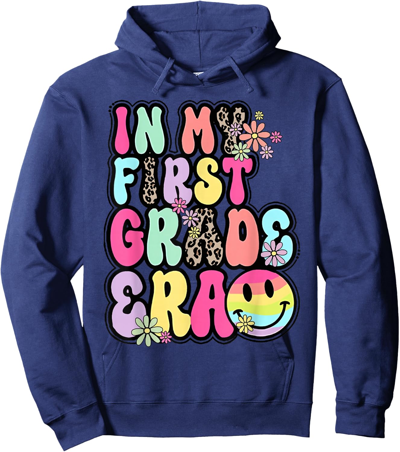 In My First Grade Era Leopard 1st Grade Back To School Hoodie - Hoodie | Navy