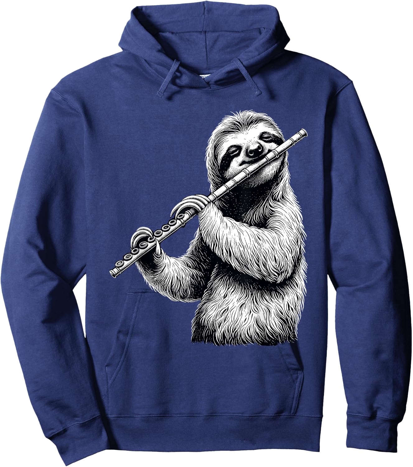 Sloth Playing Flute Flutist Player Instrument Musician Hoodie - Hoodie | Navy