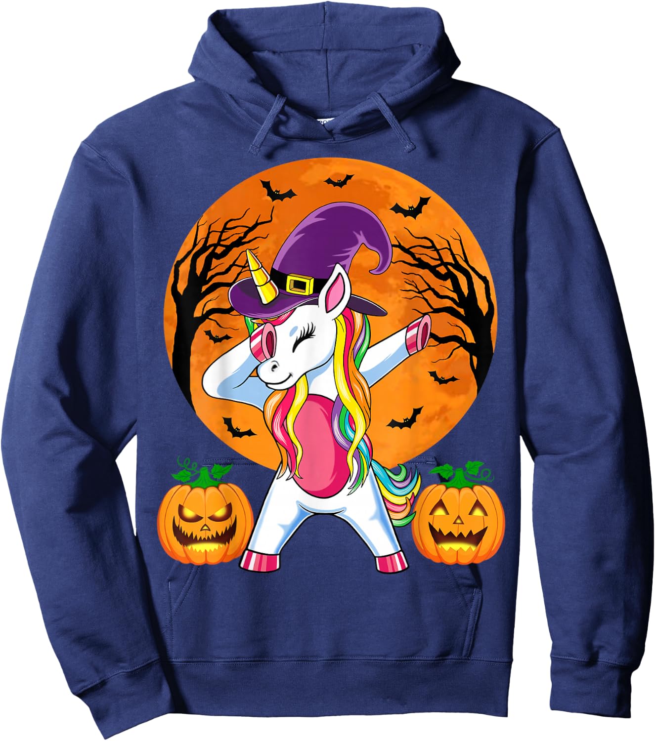 Süße Hexe Einhorn Halloween Witchy Unicorn Kürbis Mädchen Hoodie - Hoodie | Navy