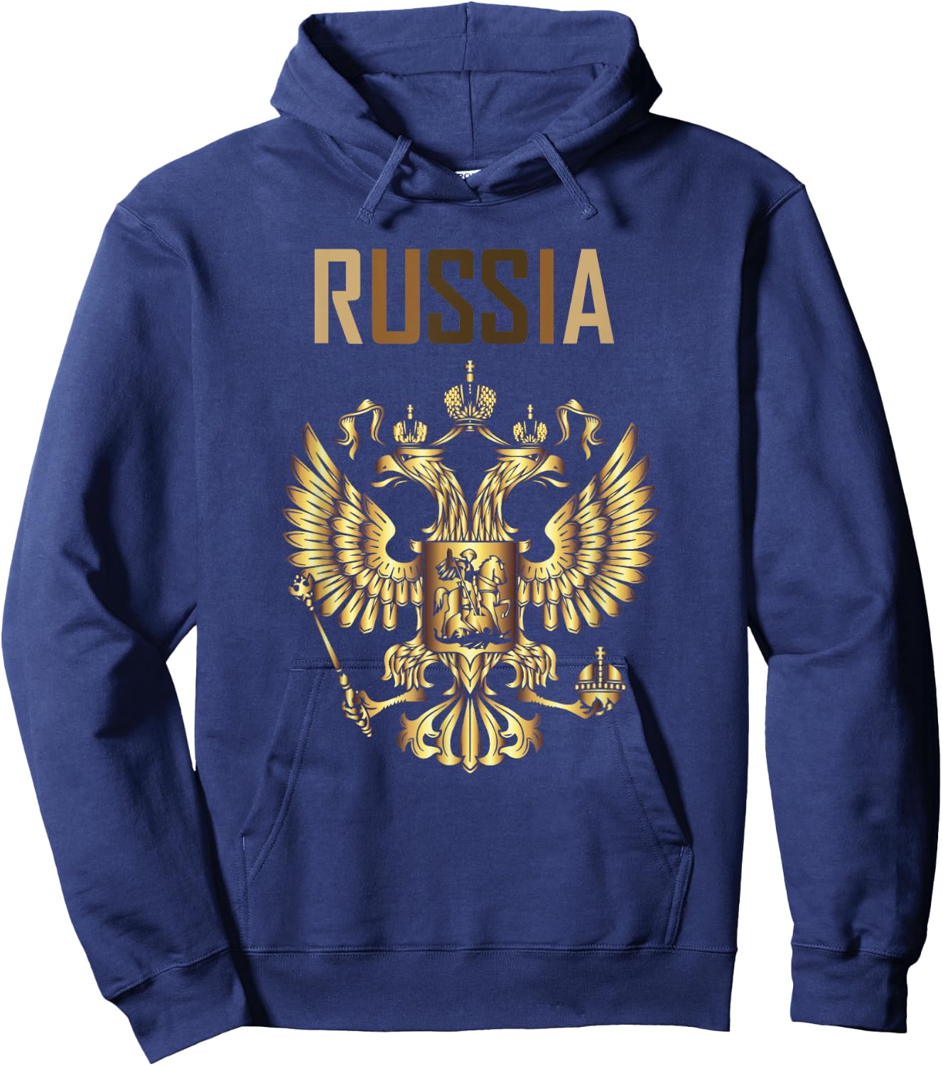Russia Emblem | Russian Eagle | Russian Flag Hoodie - Hoodie | Navy