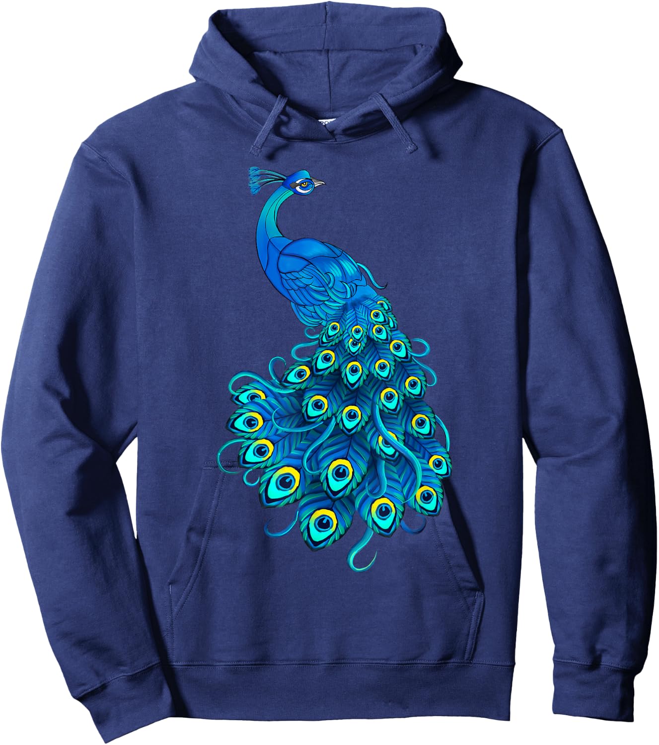 Blue Peacock Print Teal Feathers Bird Lover Men Women Gifts Hoodie - Hoodie | Navy