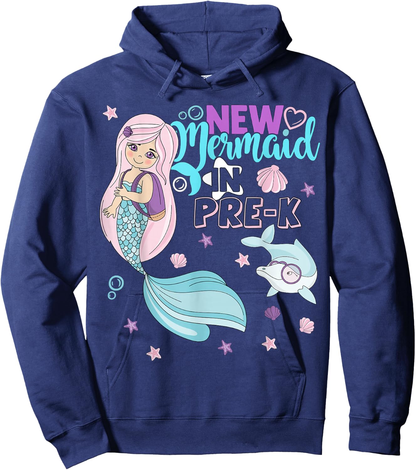Pre k Here I Come First Day Of Prek Preschool Mermaid Girls Hoodie - Hoodie | Navy