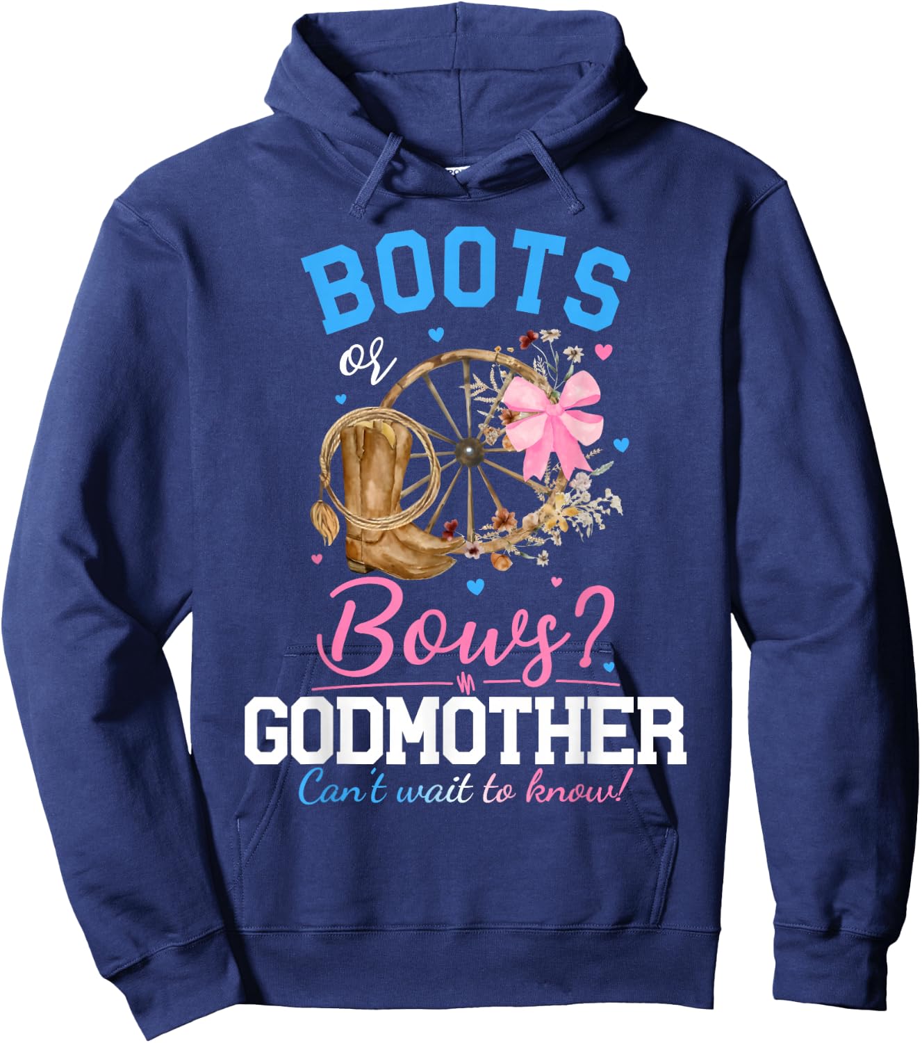 Boots or Bows Gender Reveal Party Announcement Godmother Hoodie - Hoodie | Navy