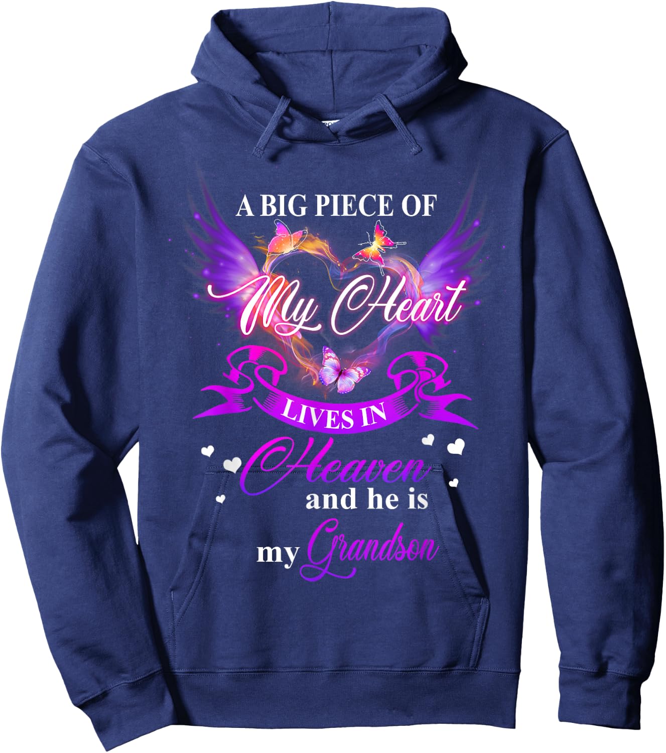 My Heart Lives In Heaven And He Is My Grandson Remember Love Hoodie - Hoodie | Navy