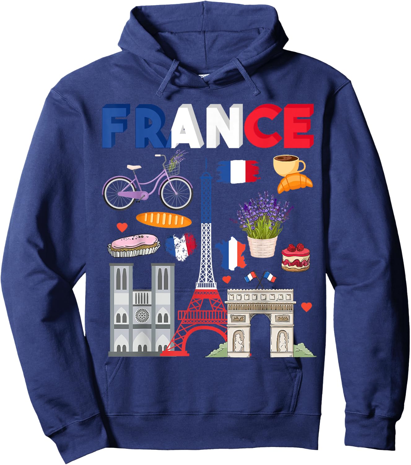 French flag outfit idea , flag of France and lavender , Black, S Hoodie - Hoodie | Navy