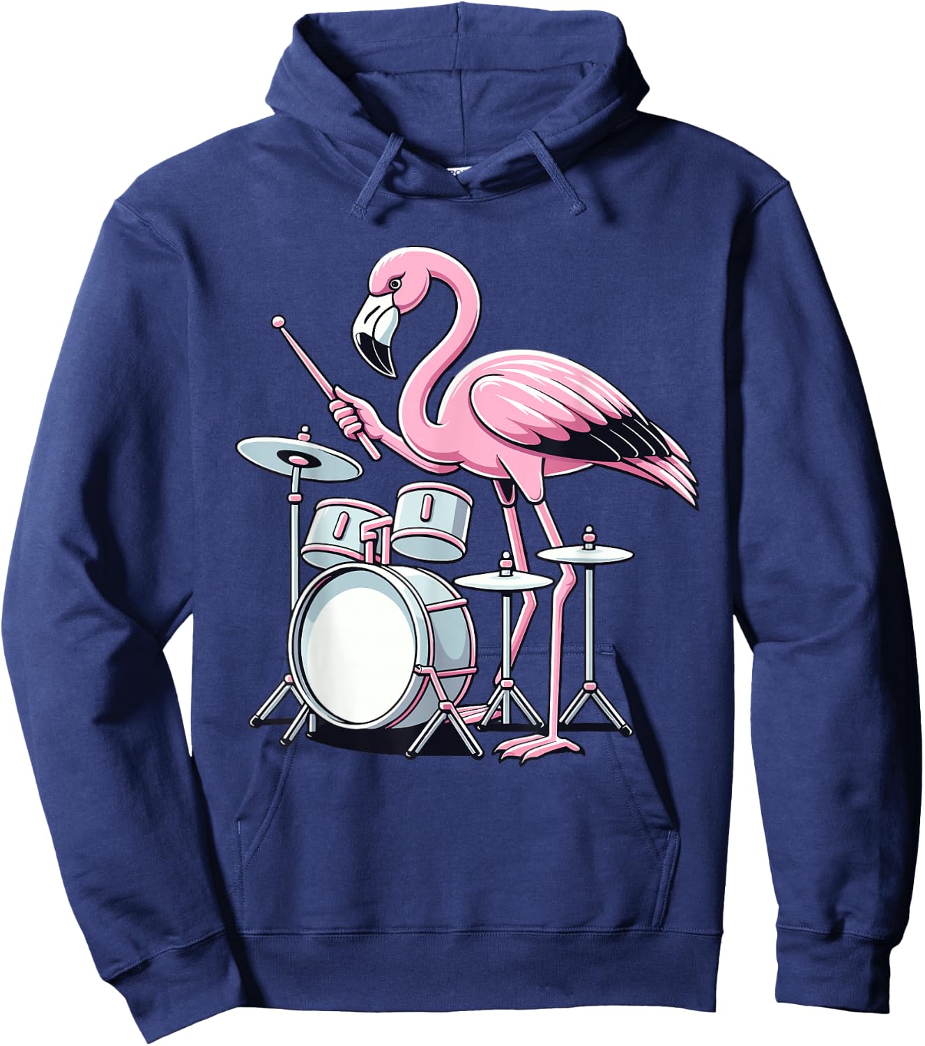 Drummer Flamingo Drumming Player Playing Drums Drumset Hoodie - Hoodie | Navy