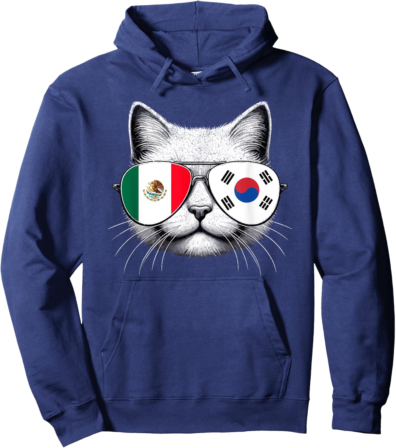 Mexican Korean Flag Funny Cat Mexico South Korea Hoodie - Hoodie | Navy