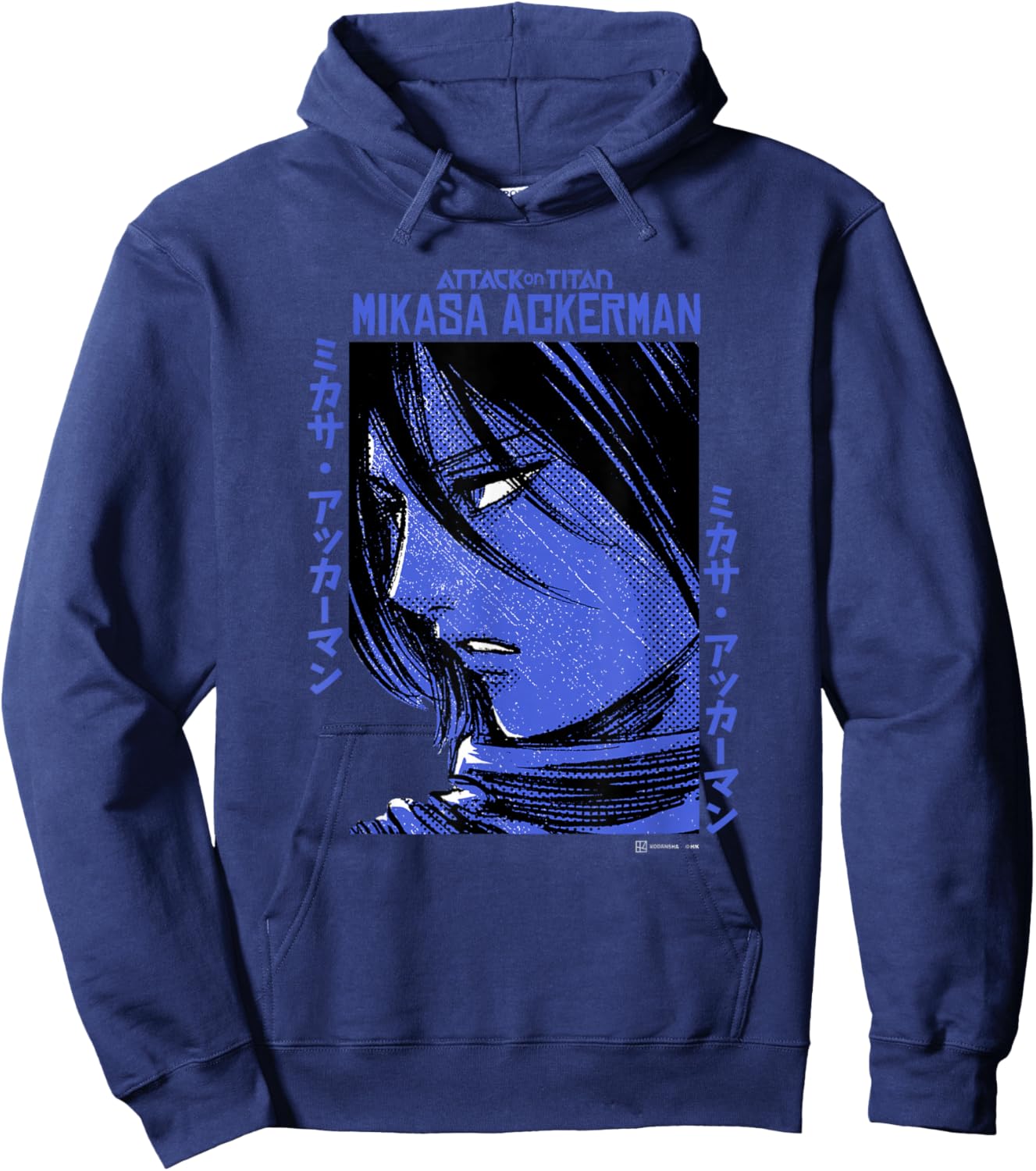 Attack on Titan Mikasa Ackerman Japanese Manga Face Portrait Hoodie - Hoodie | Navy