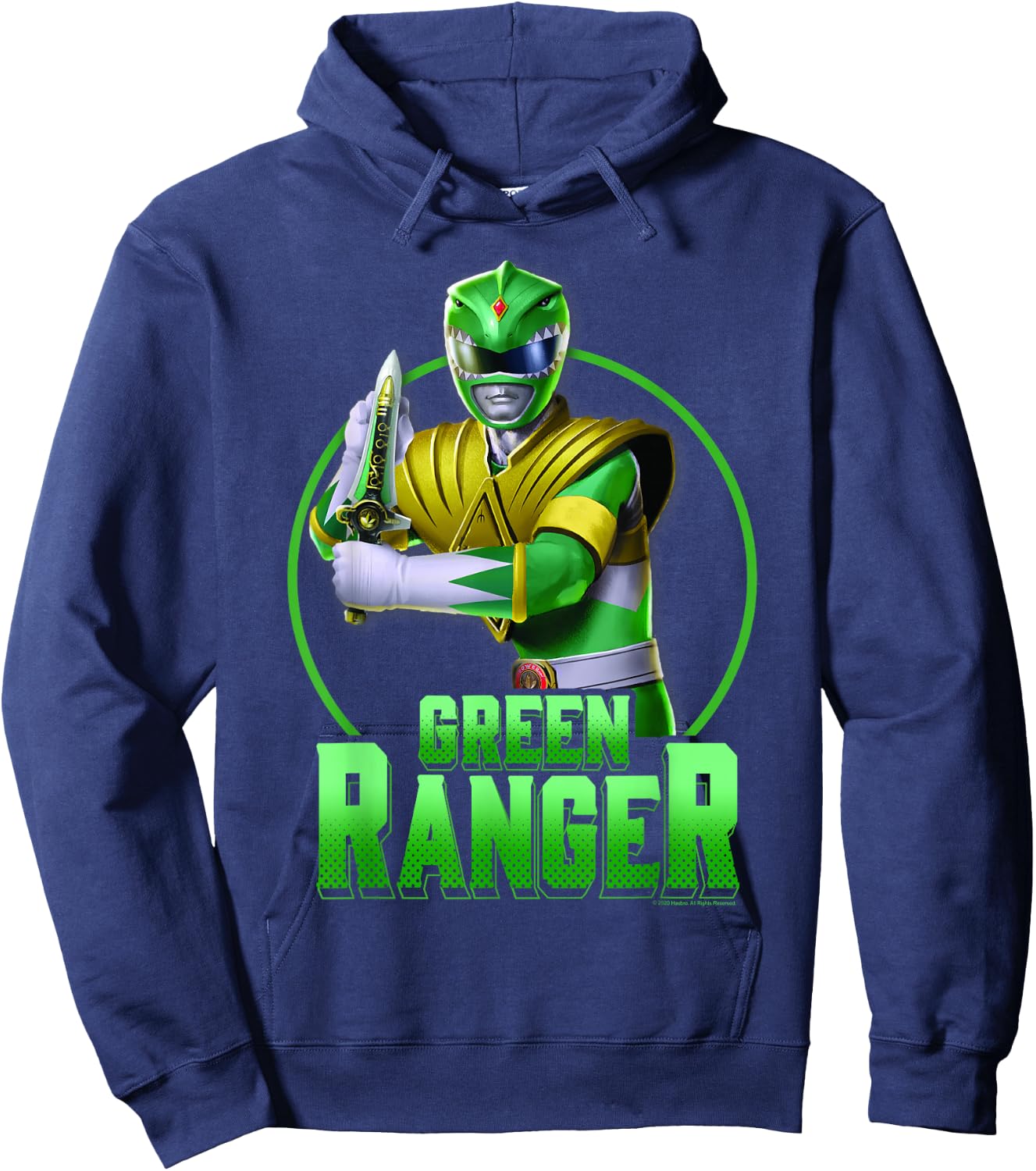 Power Rangers Green Ranger Karate Action Circle Portrait Hoodie - Hoodie | Navy
