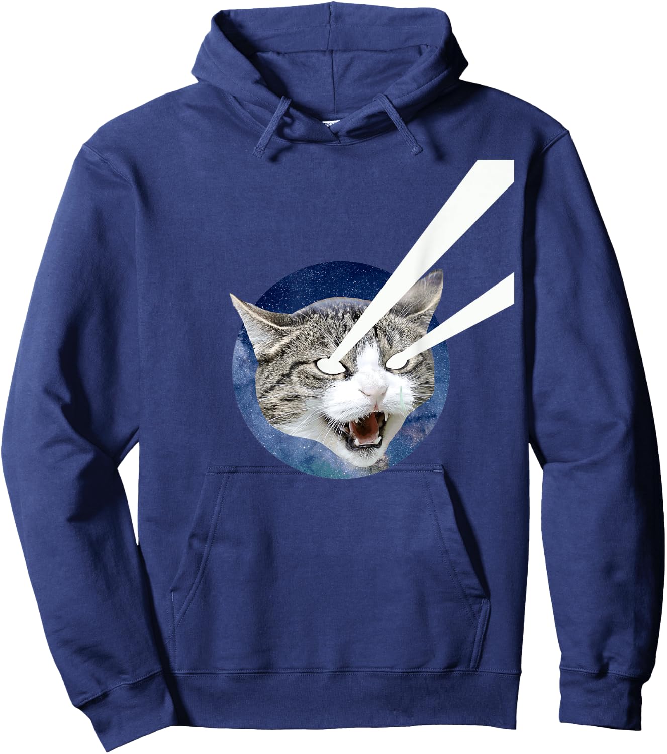 Space Cat Laser Beam Design Cat Lover Shirt Women Girls Kids Hoodie - Hoodie | Navy