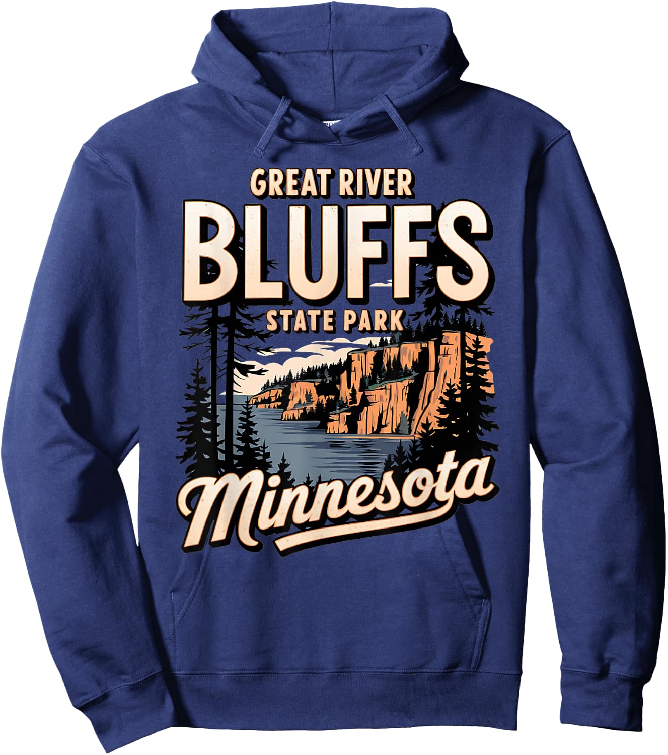 Scenic Minnesota Great River Bluff State Park Hoodie - Hoodie | Navy