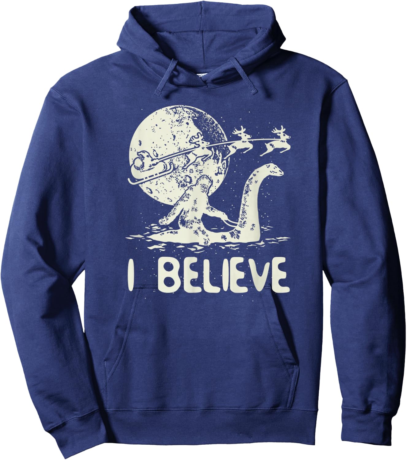 I Believe in Bigfoot Sasquatch Yeti and Santa Claus Hoodie - Hoodie | Navy