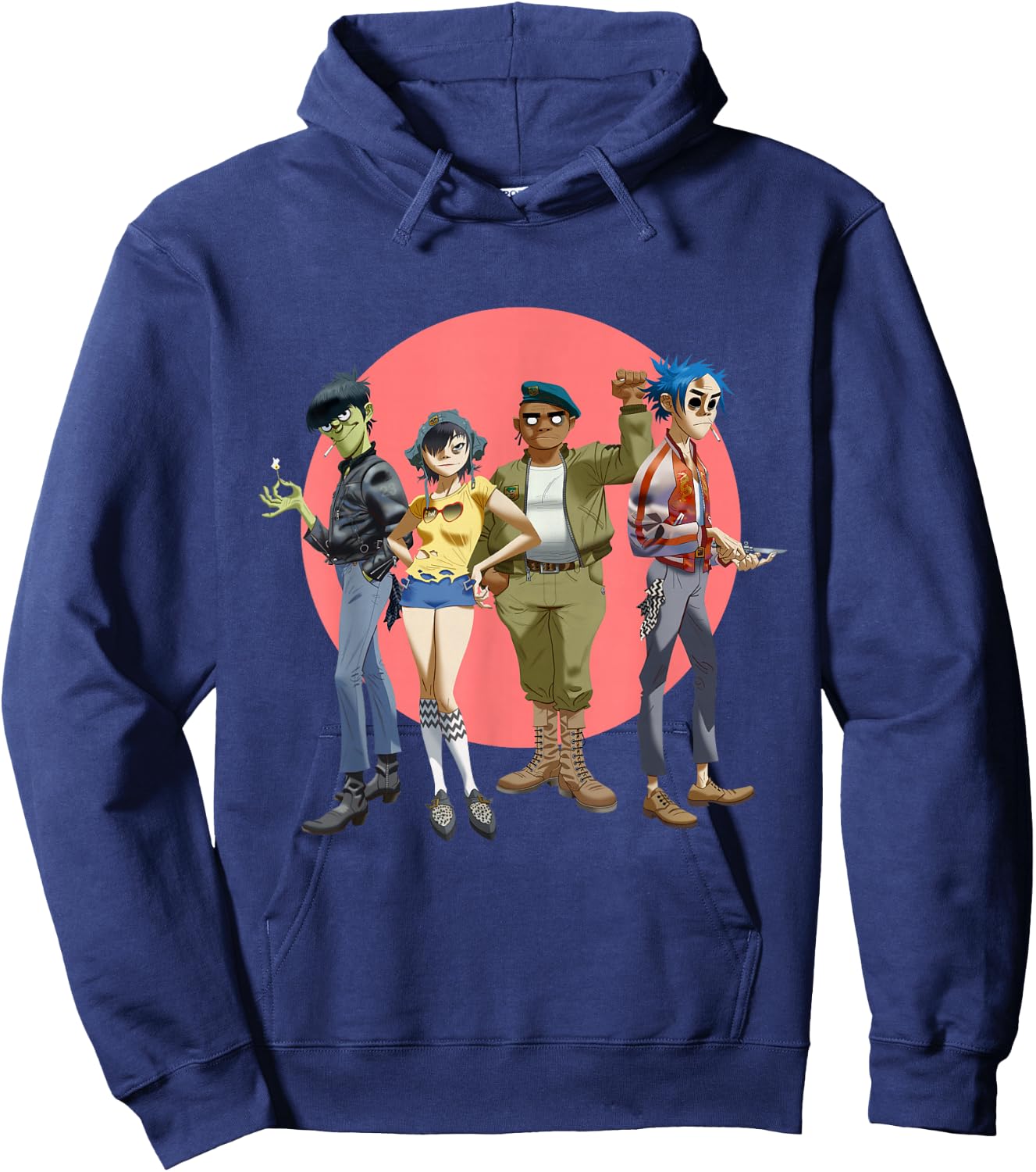 Gorillaz Group Circle Rise , black Hoodie - Hoodie | Navy